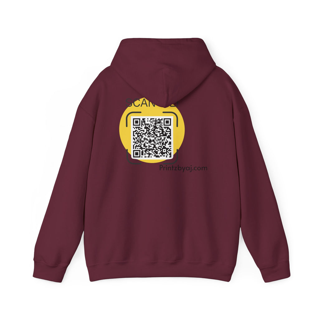 80's Mode Hoodie - Retro 1980s Script Pullover with Back QR Code