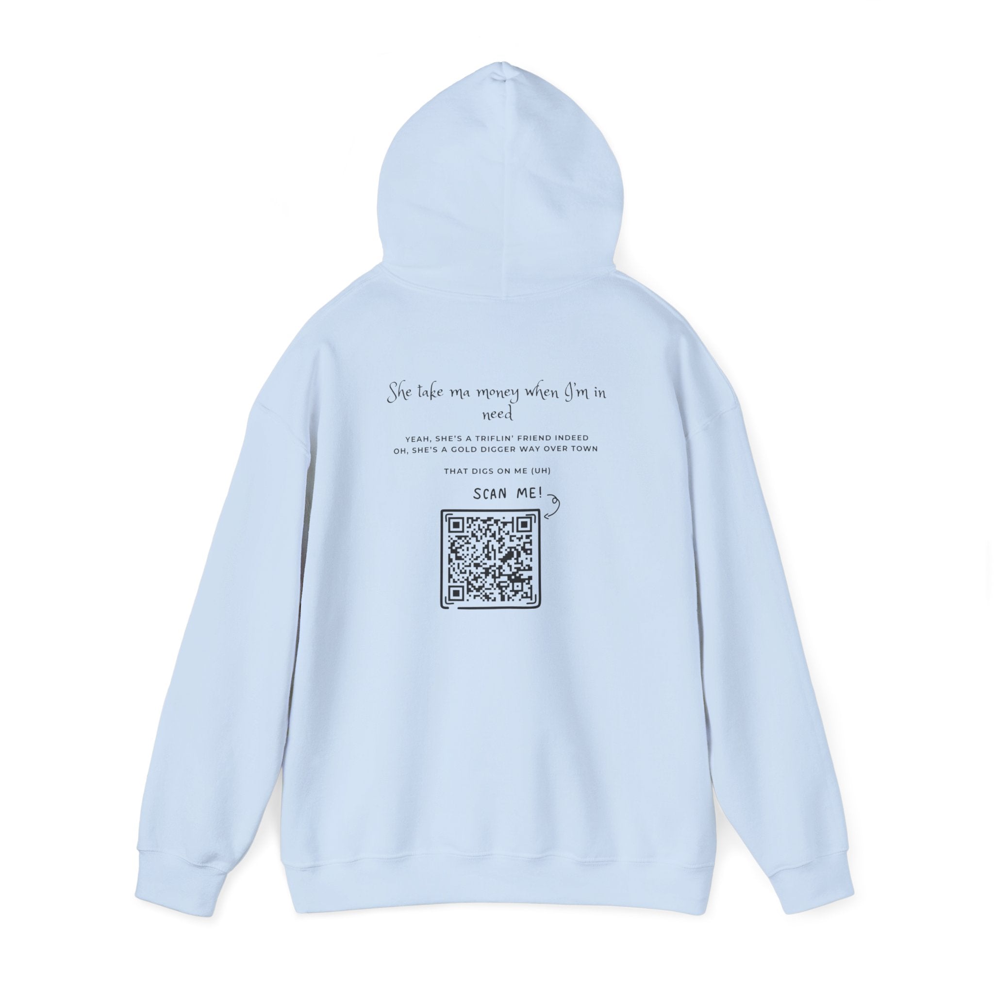 Graphic Hoodie — 3D Gold 'OWO' Design with QR Back Print