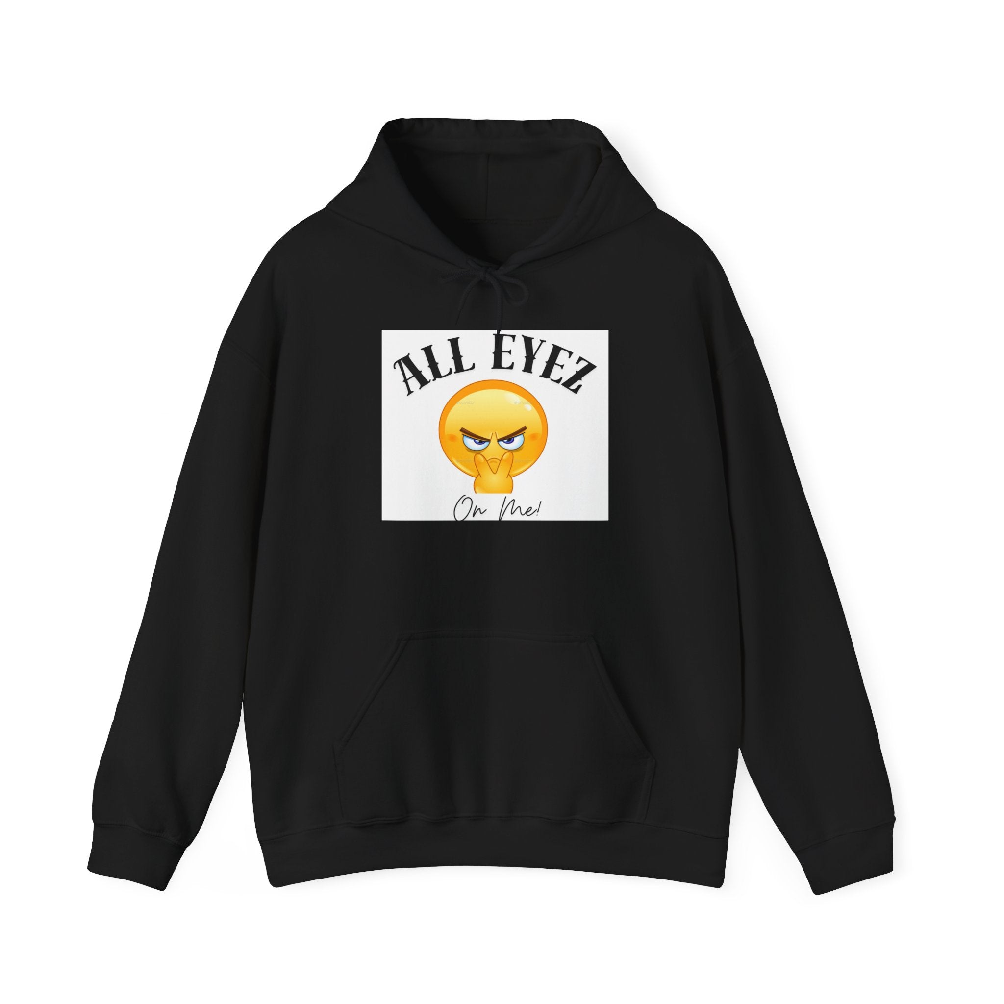 Hoodie — "All Eyez On Me" Angry Emoji Pullover with QR Code Back
