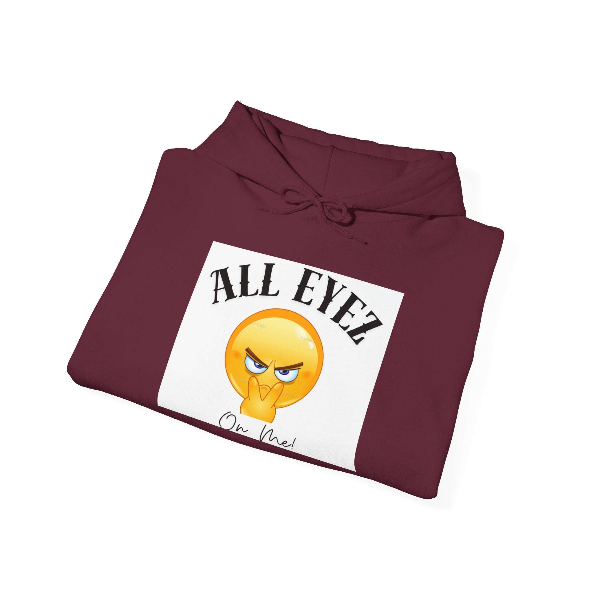Hoodie — "All Eyez On Me" Angry Emoji Pullover with QR Code Back