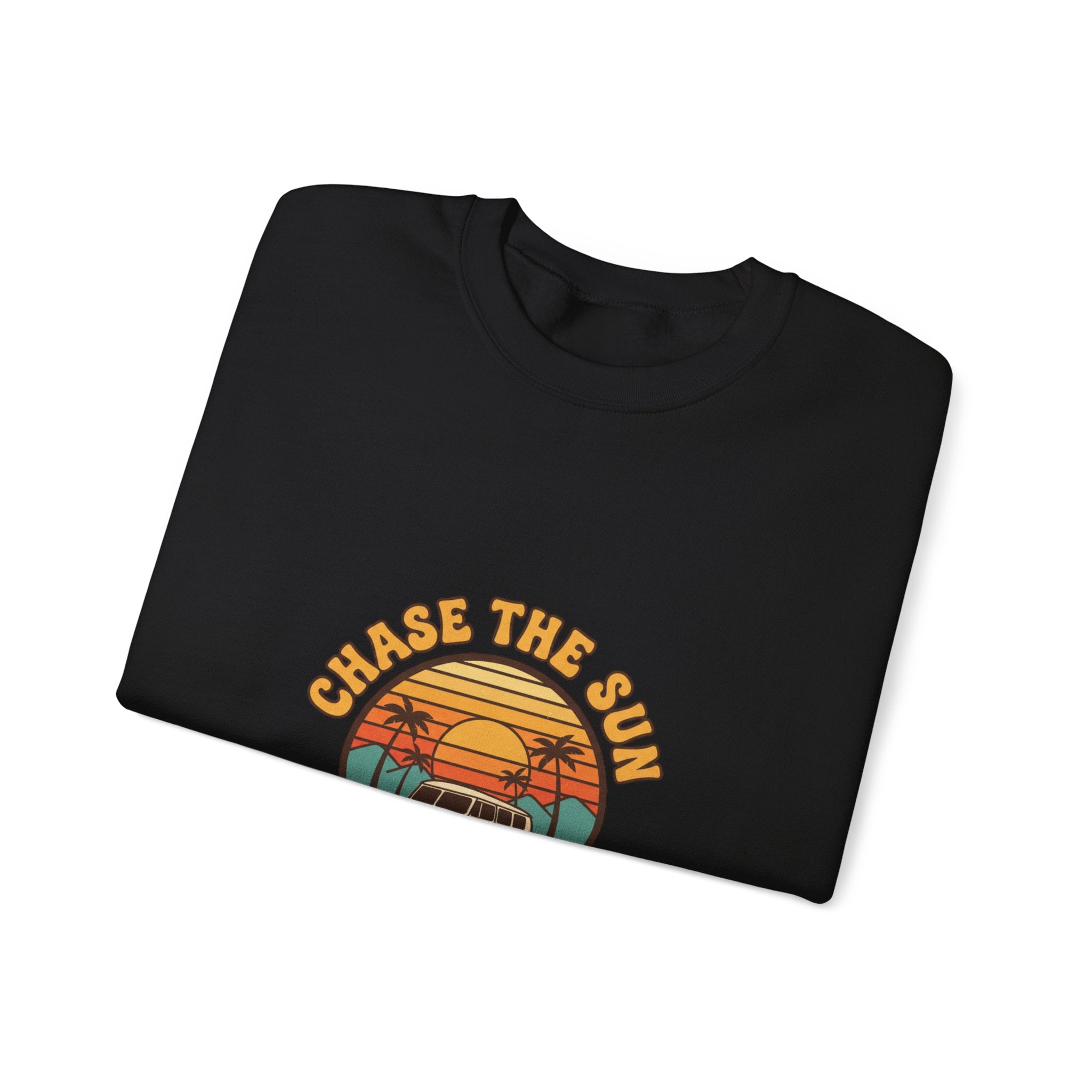 Chase the Sun California Road Trip Sweatshirt | 70s Sunset Vintage Palm Graphic