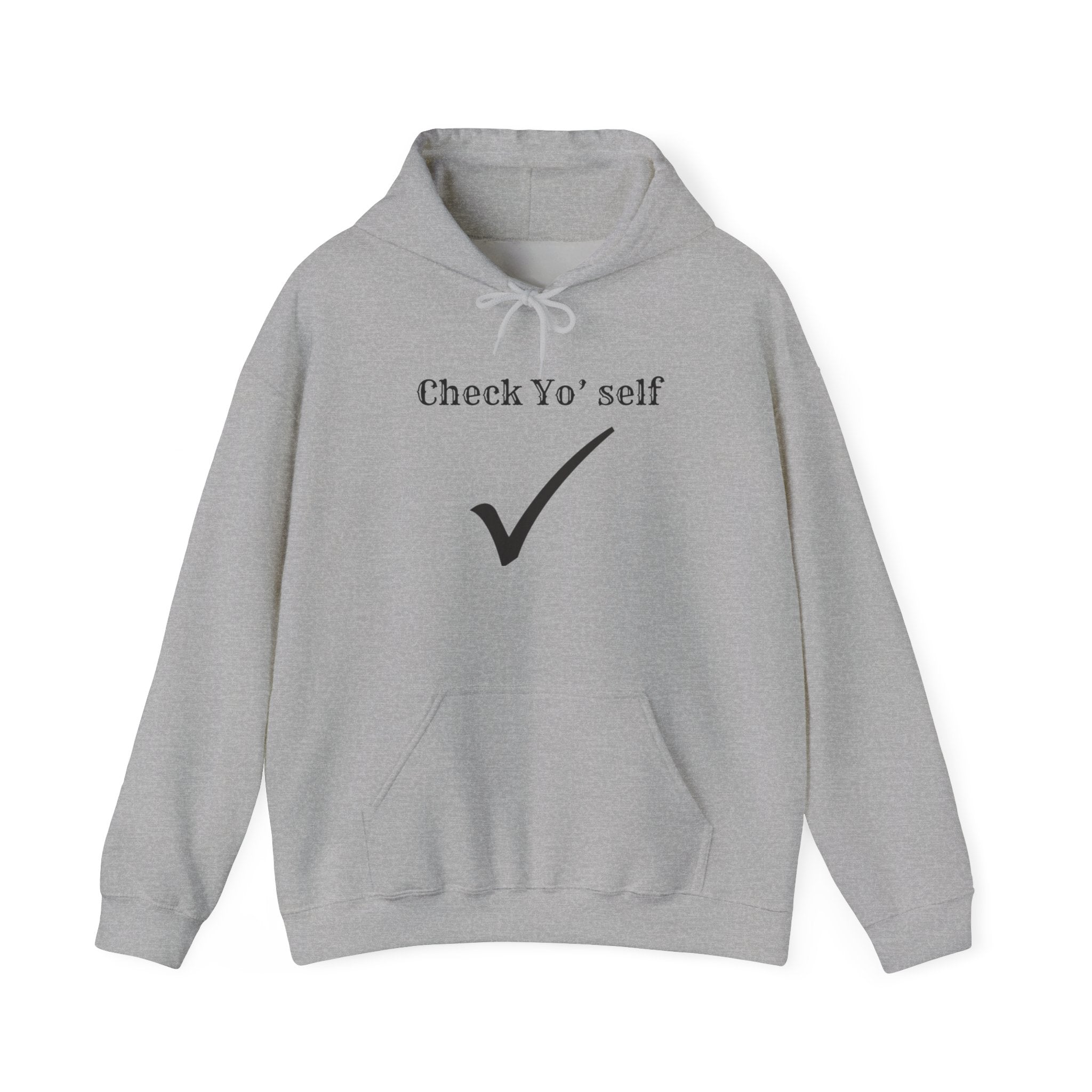 Hoodie — "Check yo' self" Emoji Pullover with QR Code Back