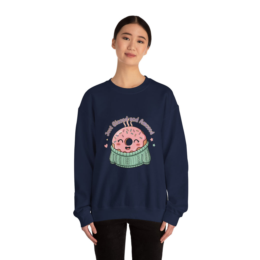 Cozy Donut Illustration Sweatshirt | Food Pun Comfort, Pastel Snack Humor