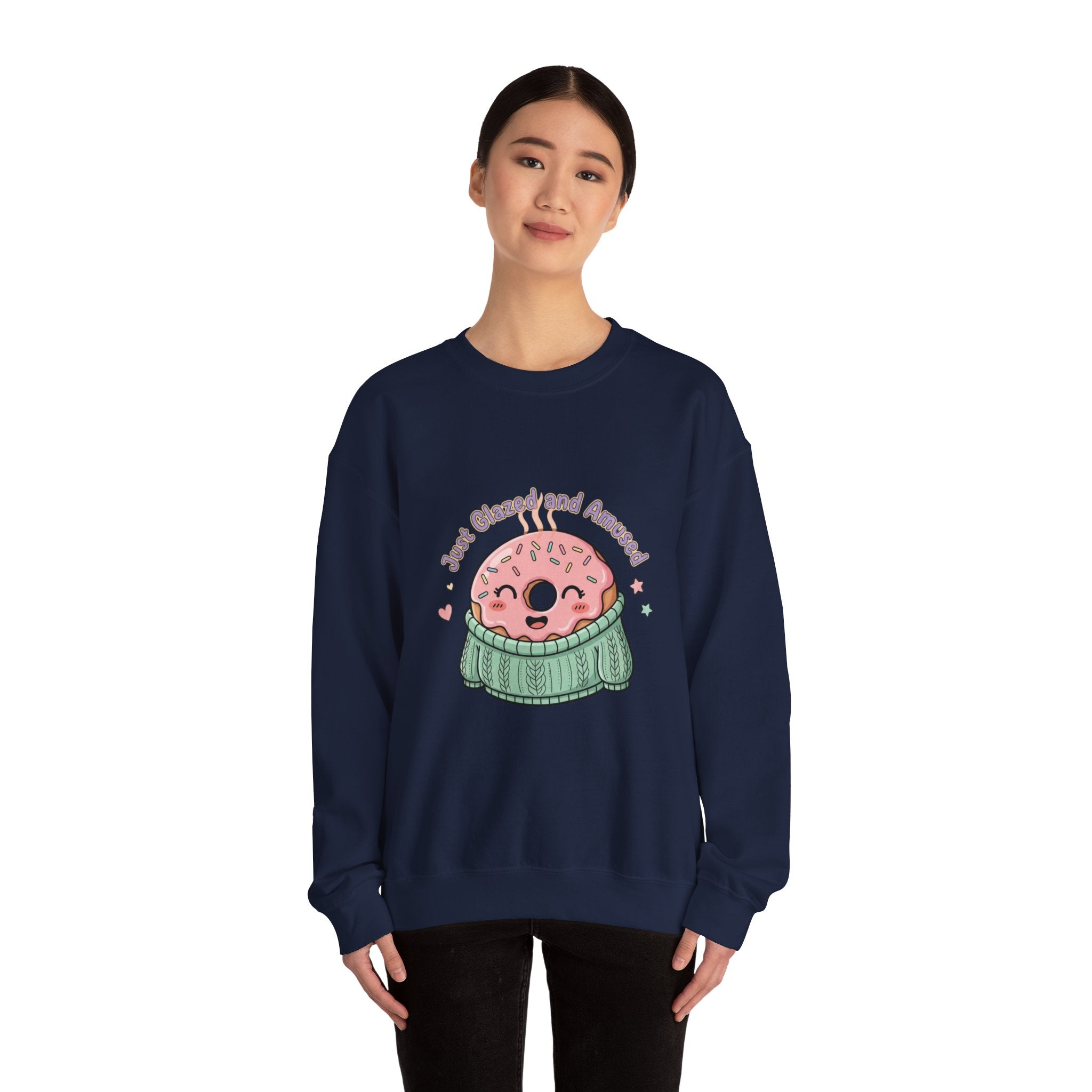 Cozy Donut Illustration Sweatshirt | Food Pun Comfort, Pastel Snack Humor