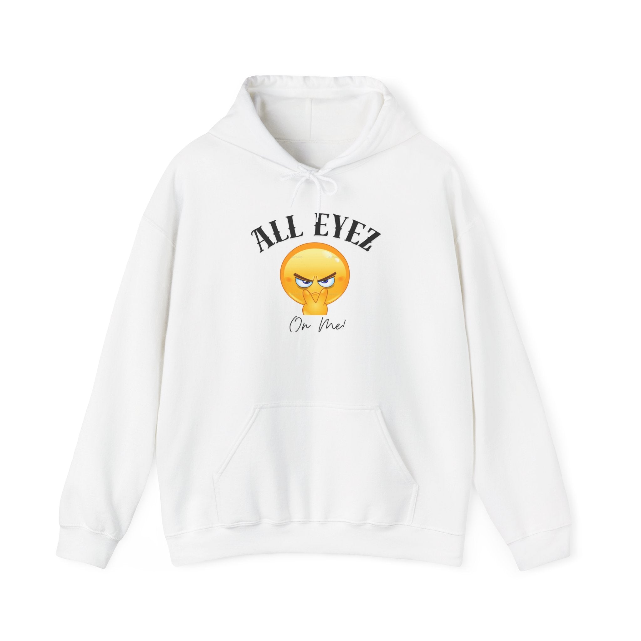 Hoodie — "All Eyez On Me" Angry Emoji Pullover with QR Code Back
