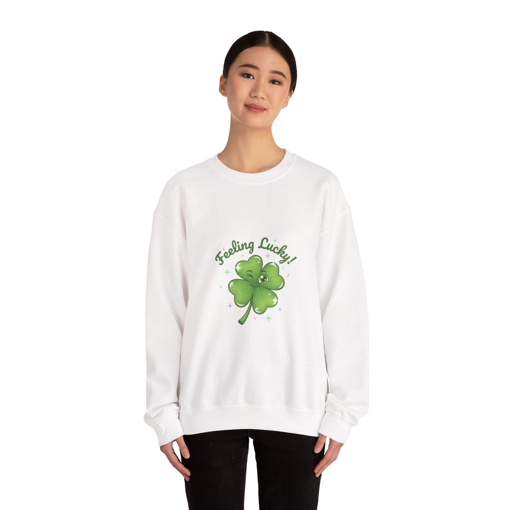 Feeling Lucky Clover Crewneck Sweatshirt | luck energy shirt, green luck design