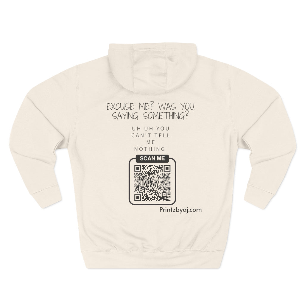 Hoodie — "Excuse Me?" QR Code Graphic Fleece Hoodie