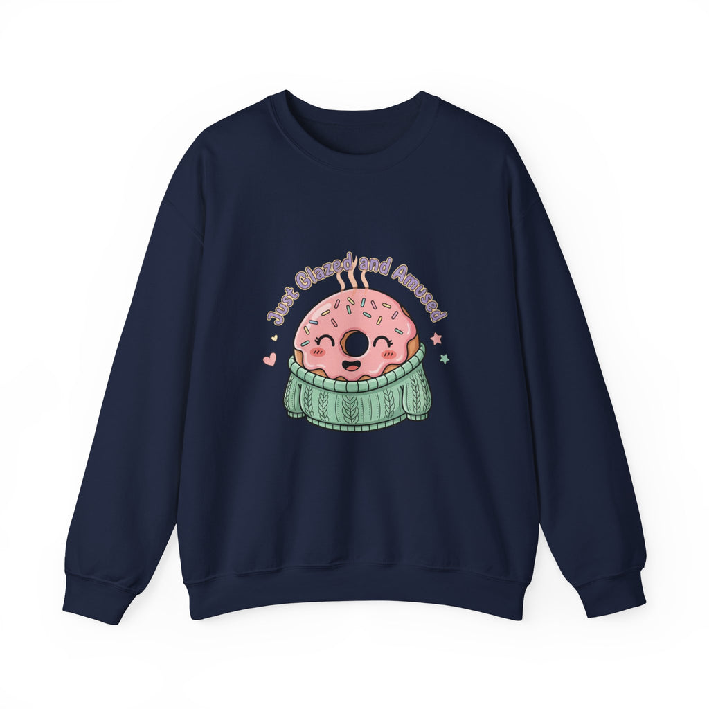 Cozy Donut Illustration Sweatshirt | Food Pun Comfort, Pastel Snack Humor
