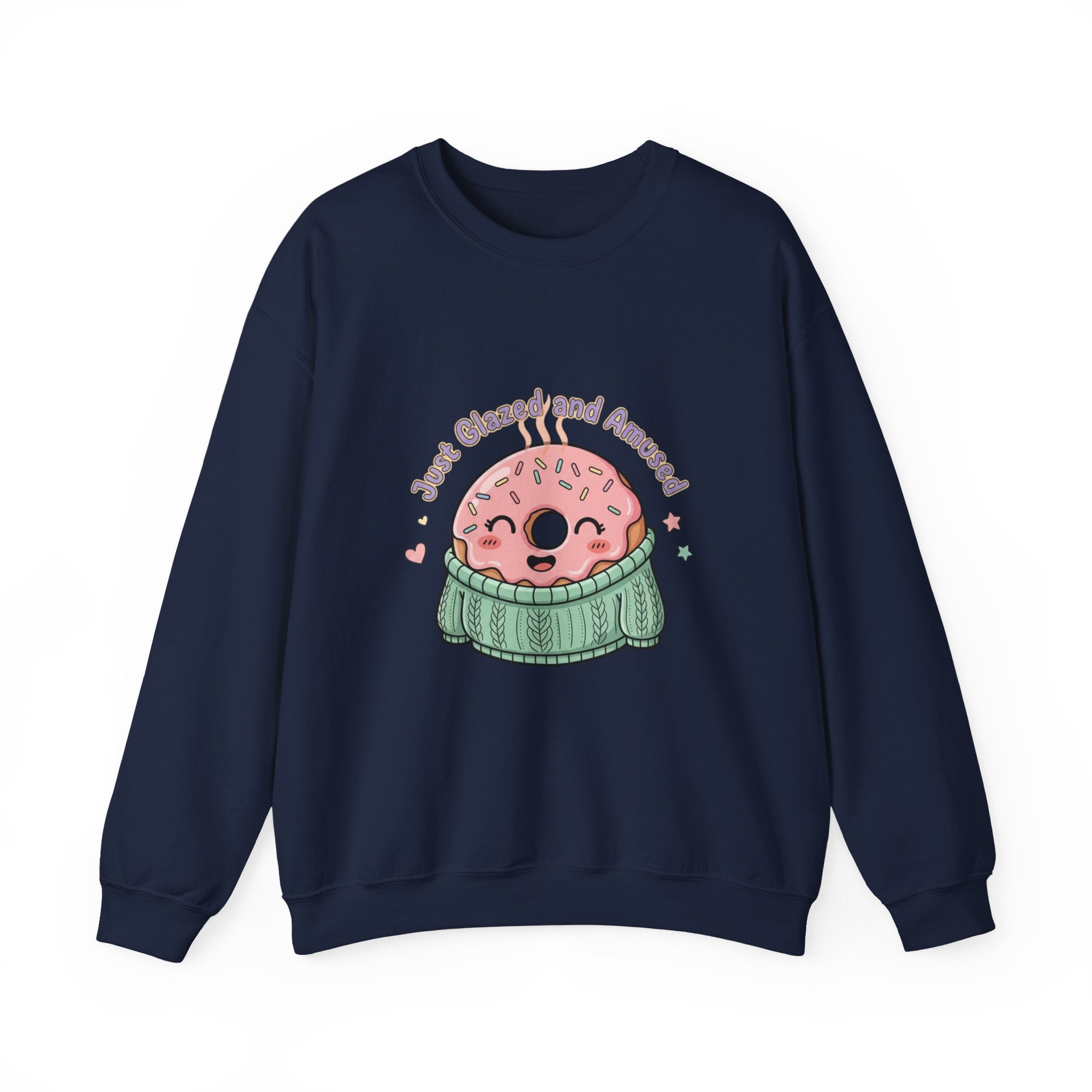 Cozy Donut Illustration Sweatshirt | Food Pun Comfort, Pastel Snack Humor