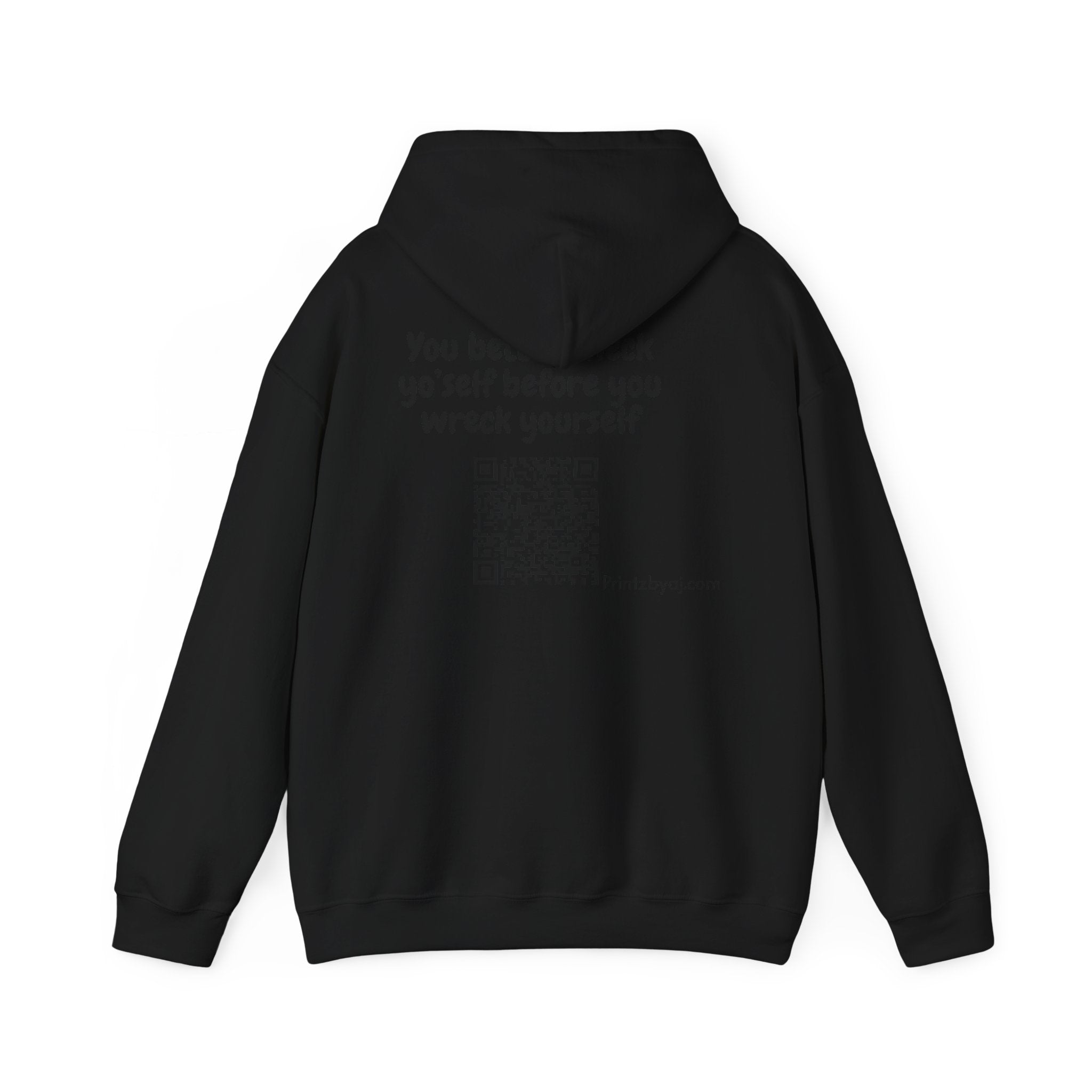 Hoodie — "Check yo' self" Emoji Pullover with QR Code Back