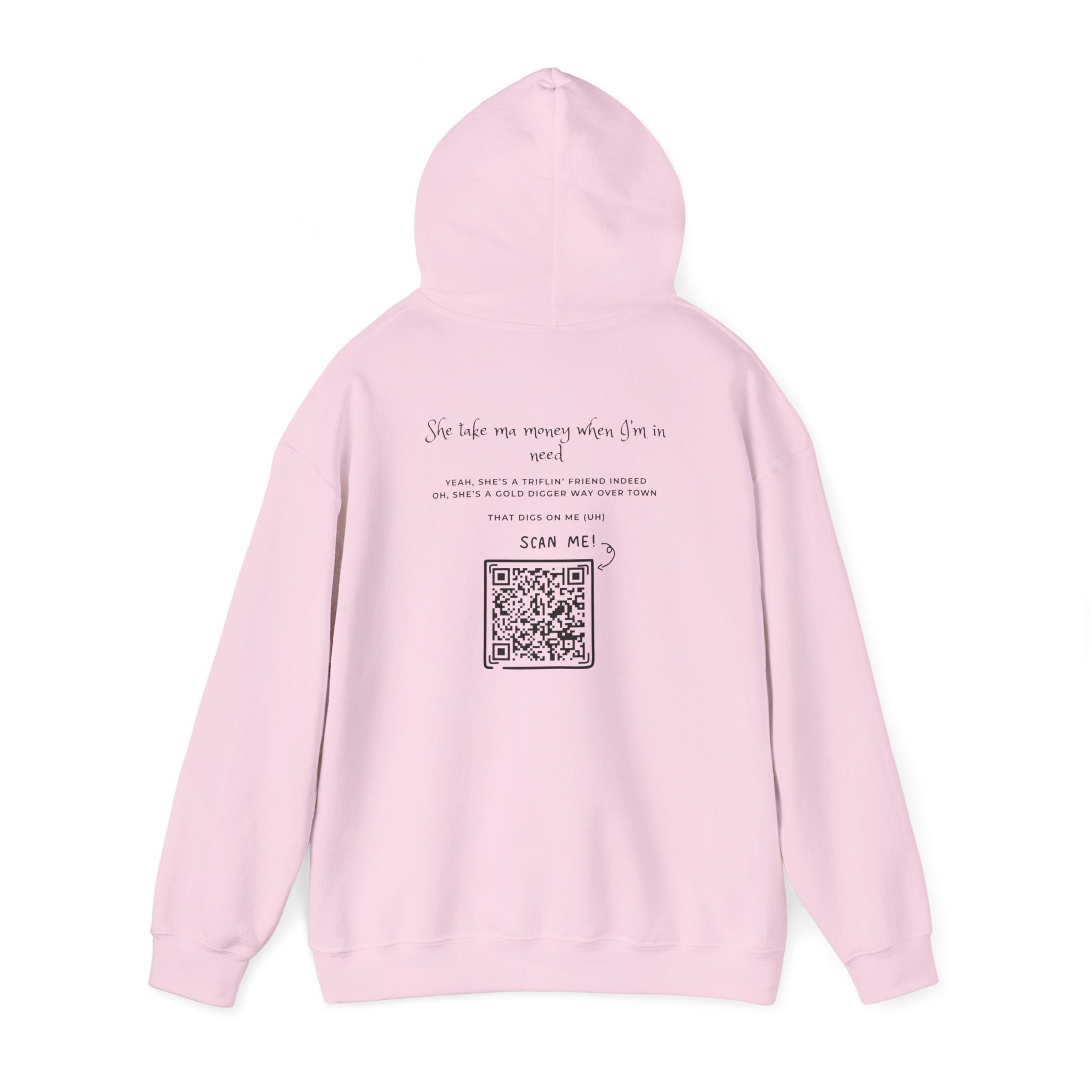 Graphic Hoodie — 3D Gold 'OWO' Design with QR Back Print
