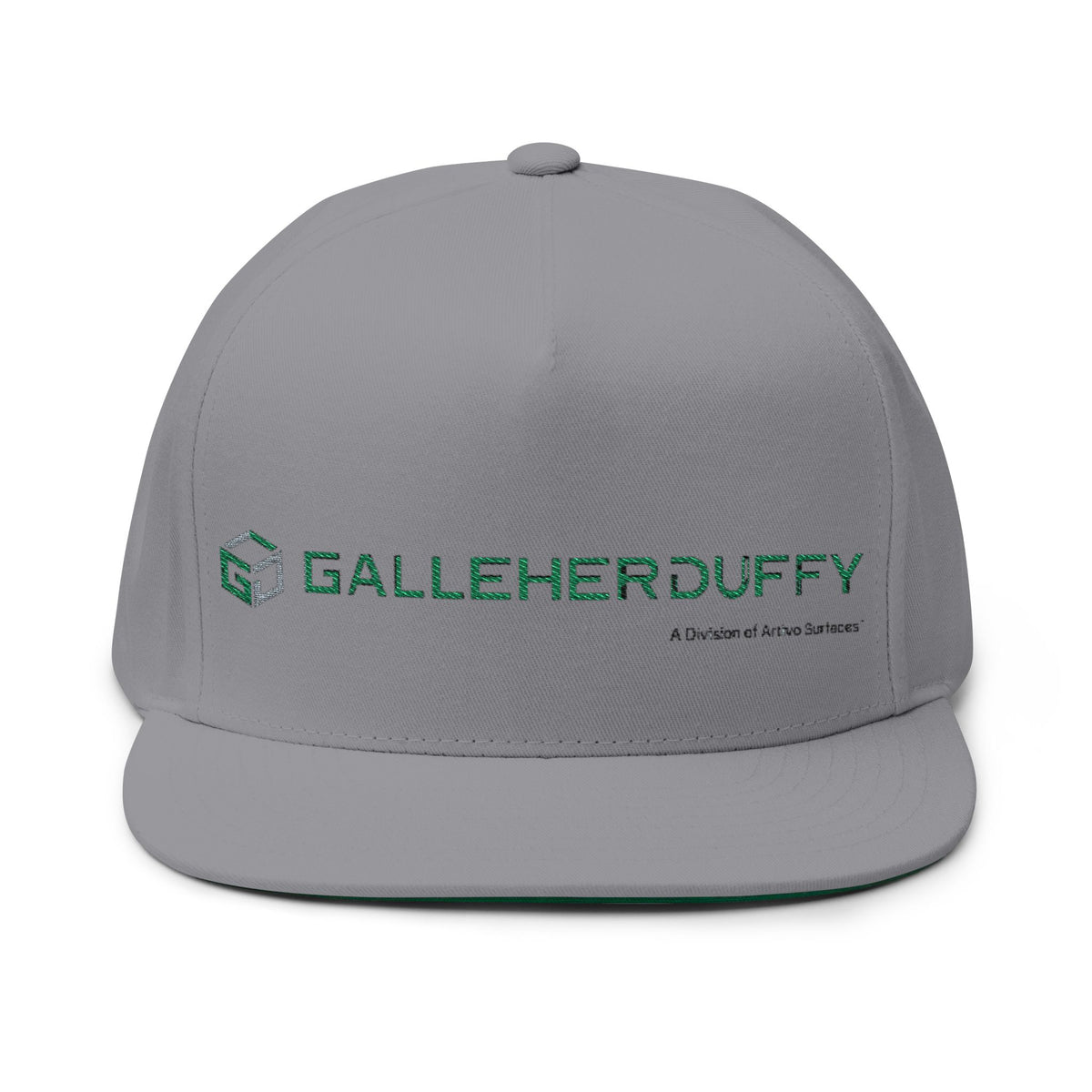 Embroidered Flat Bill Cap — GalleherDuffy Logo Snapback