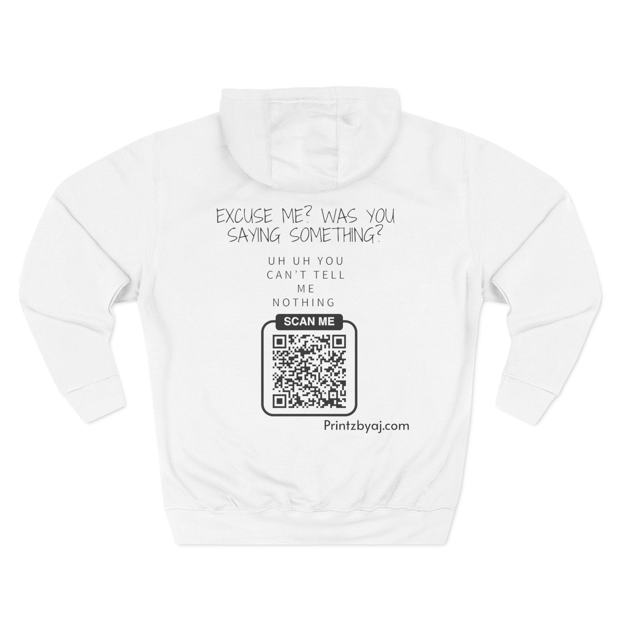 Hoodie — "Excuse Me?" QR Code Graphic Fleece Hoodie