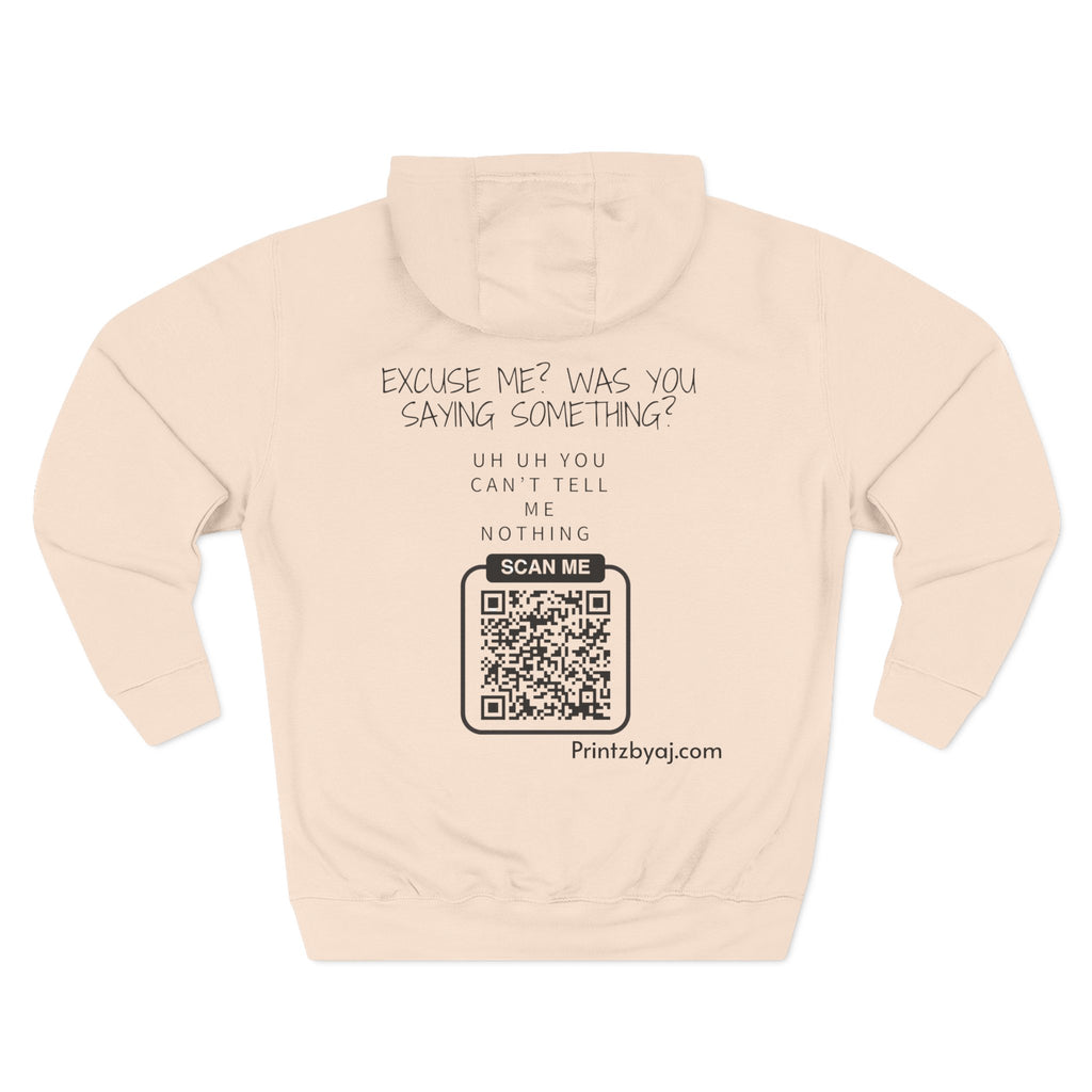 Hoodie — "Excuse Me?" QR Code Graphic Fleece Hoodie