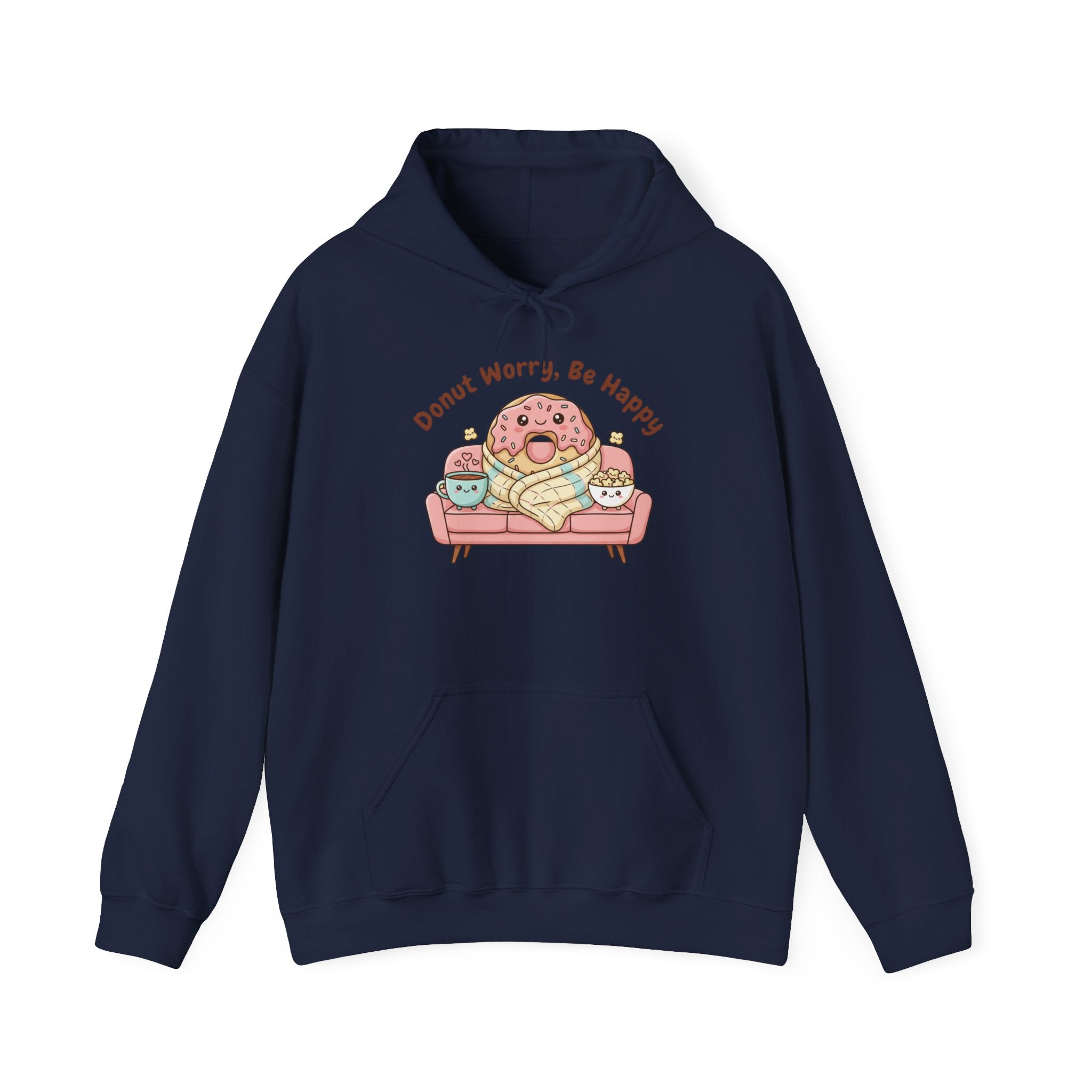 Donut Worry Be Happy Hoodie | food pun sweatshirt, snack cartoon