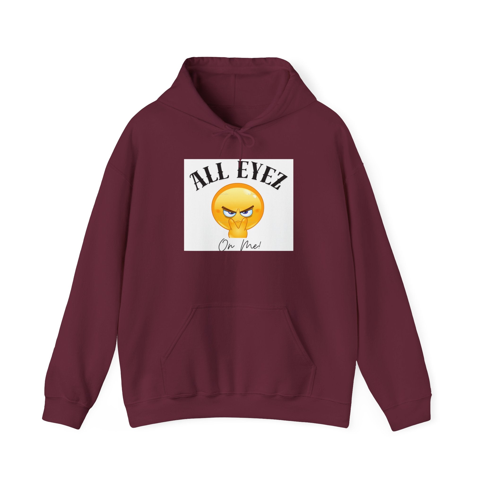 Hoodie — "All Eyez On Me" Angry Emoji Pullover with QR Code Back