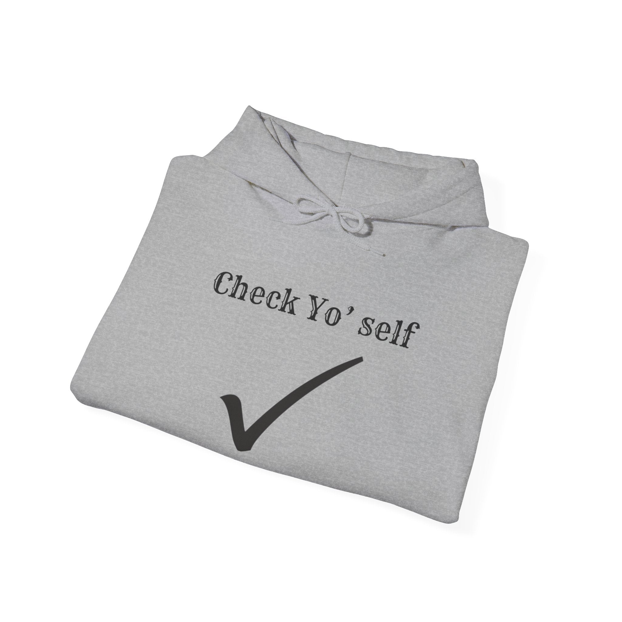 Hoodie — "Check yo' self" Emoji Pullover with QR Code Back