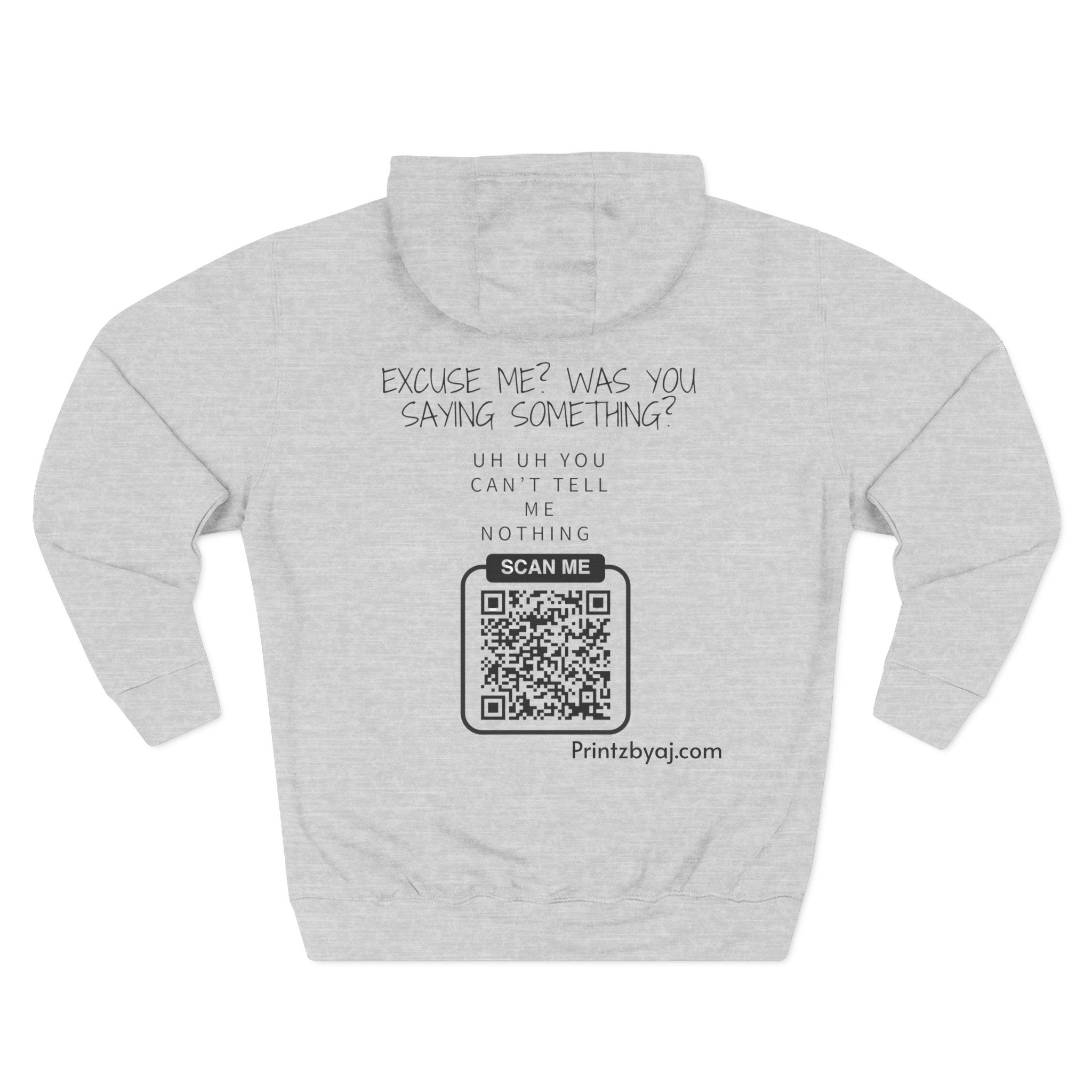 Hoodie — "Excuse Me?" QR Code Graphic Fleece Hoodie
