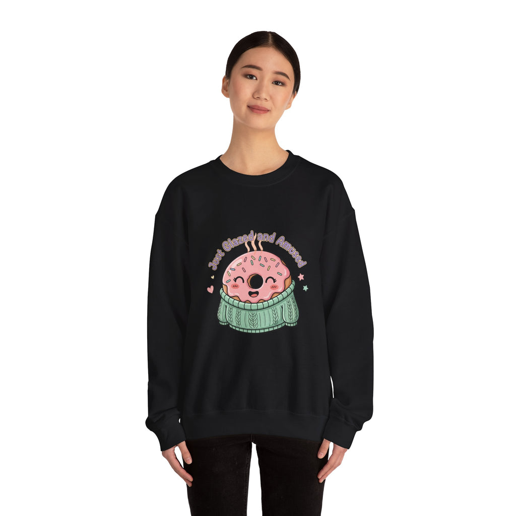 Cozy Donut Illustration Sweatshirt | Food Pun Comfort, Pastel Snack Humor