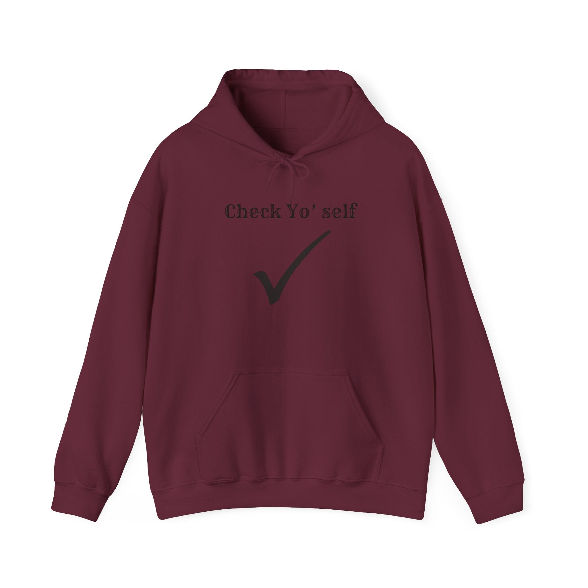 Hoodie — "Check yo' self" Emoji Pullover with QR Code Back