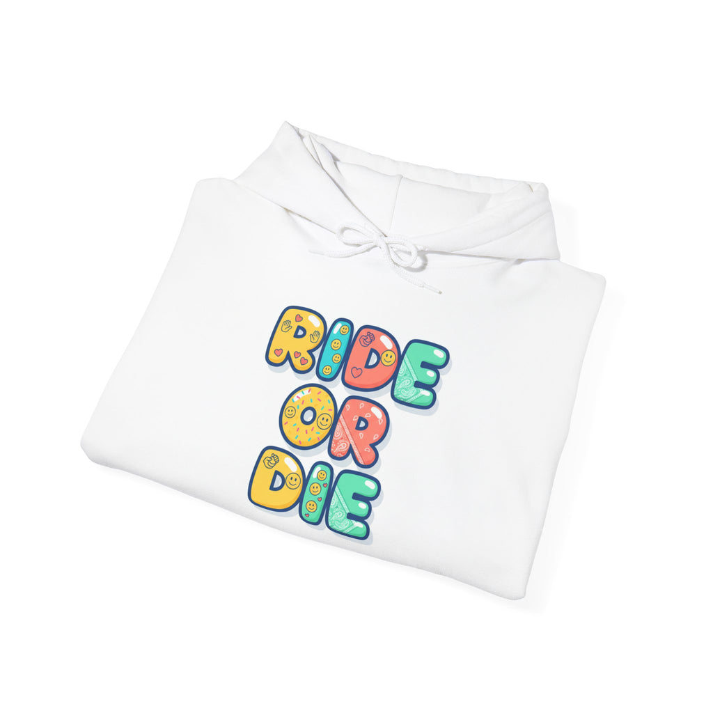 Ride Or Die Hoodie | Galentine’s Friendship Sweatshirt, Pink Red Chunky Type