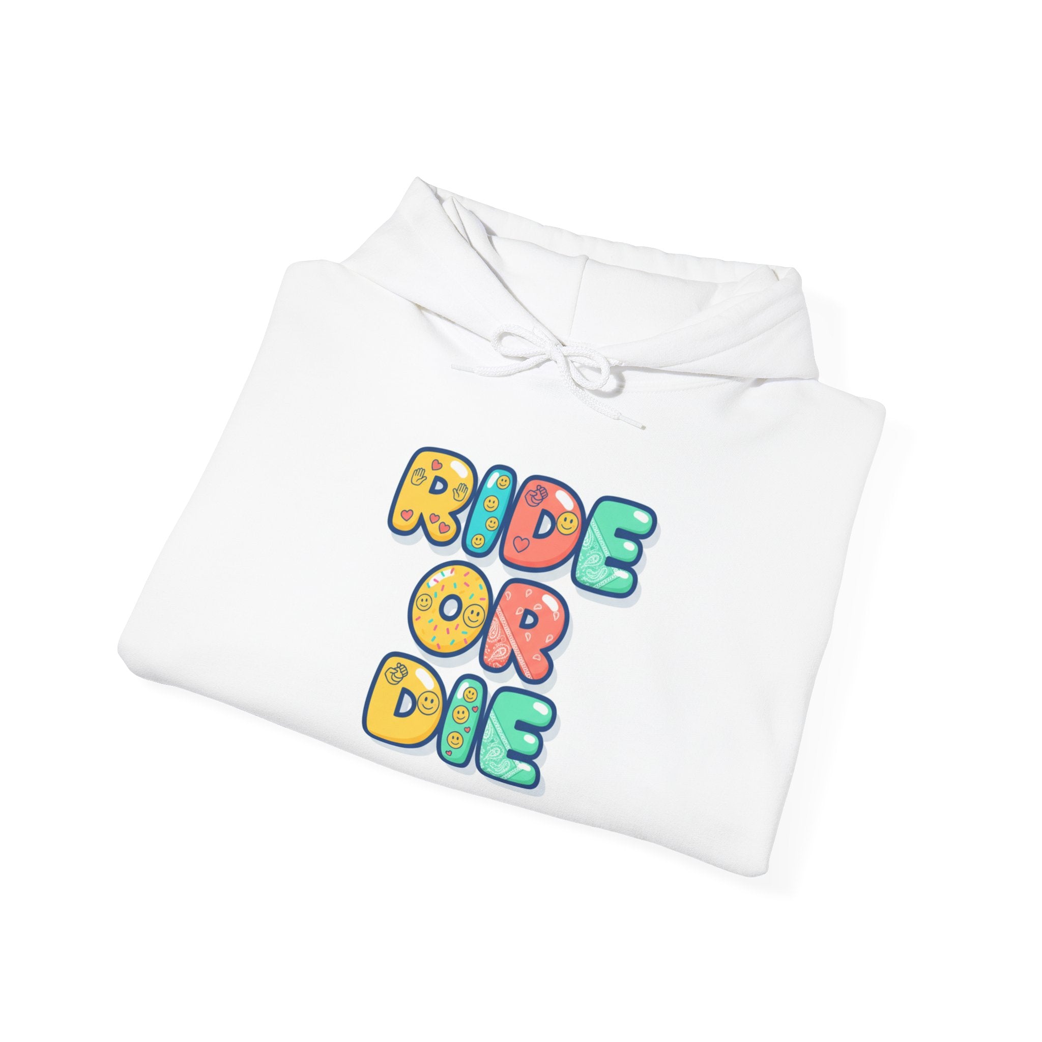 Ride Or Die Hoodie | Galentine’s Friendship Sweatshirt, Pink Red Chunky Type