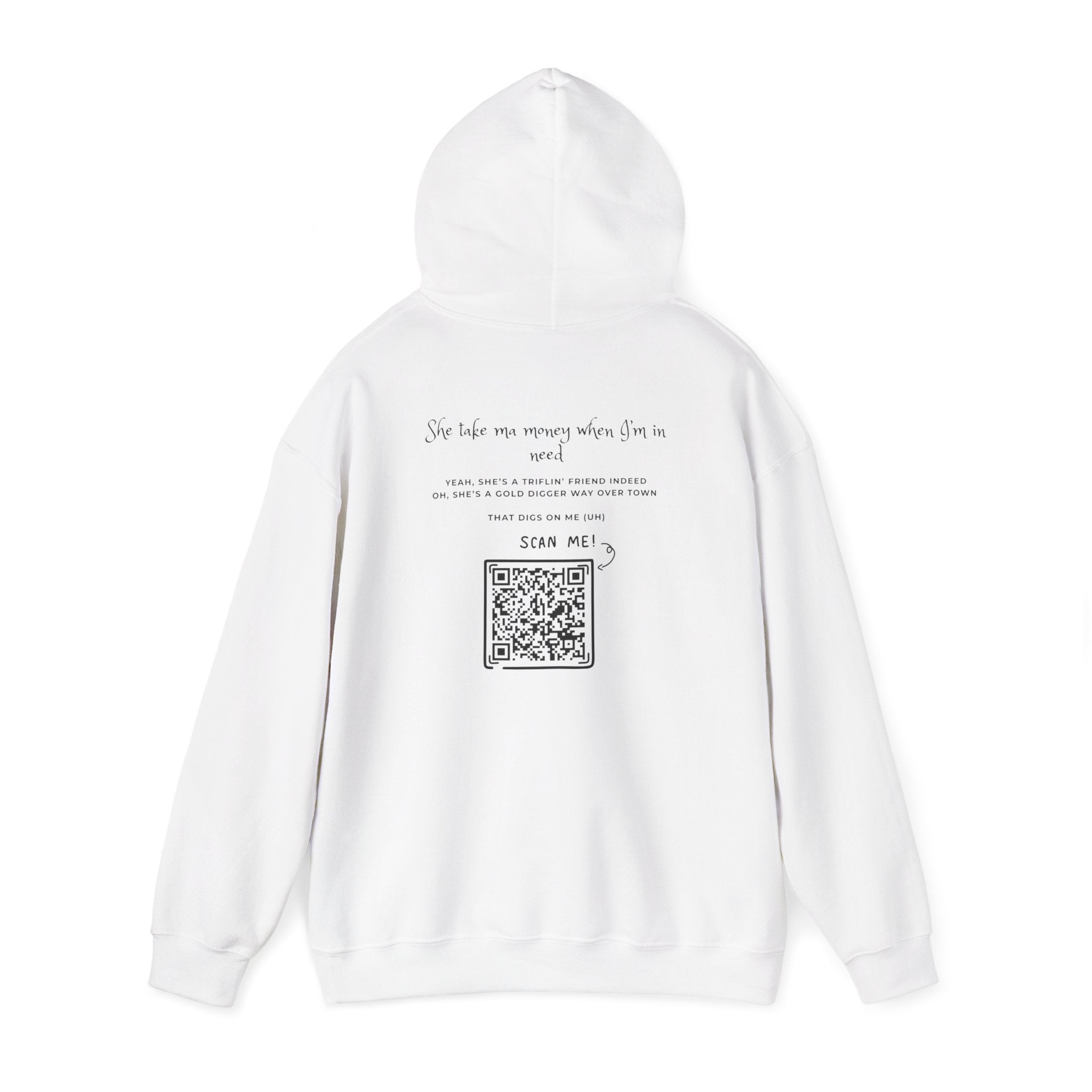 Graphic Hoodie — 3D Gold 'OWO' Design with QR Back Print