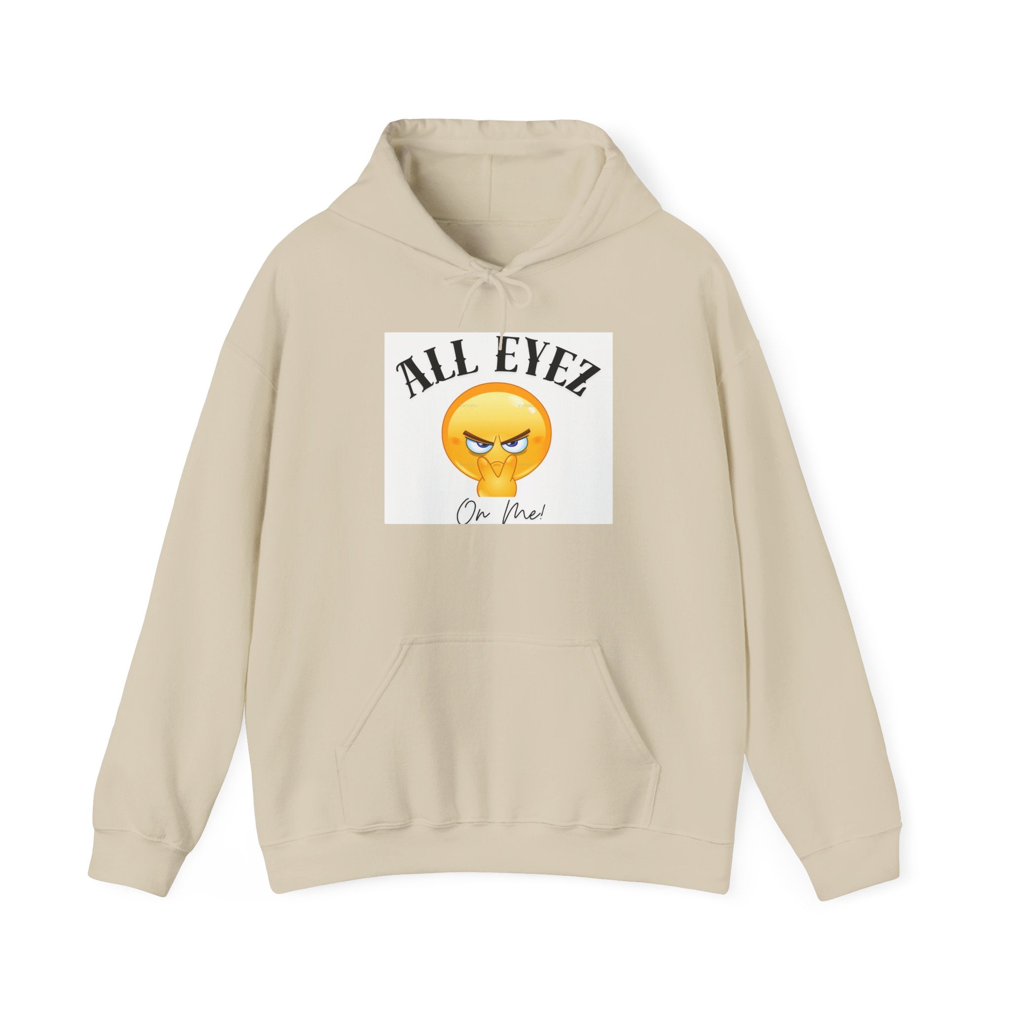 Hoodie — "All Eyez On Me" Angry Emoji Pullover with QR Code Back