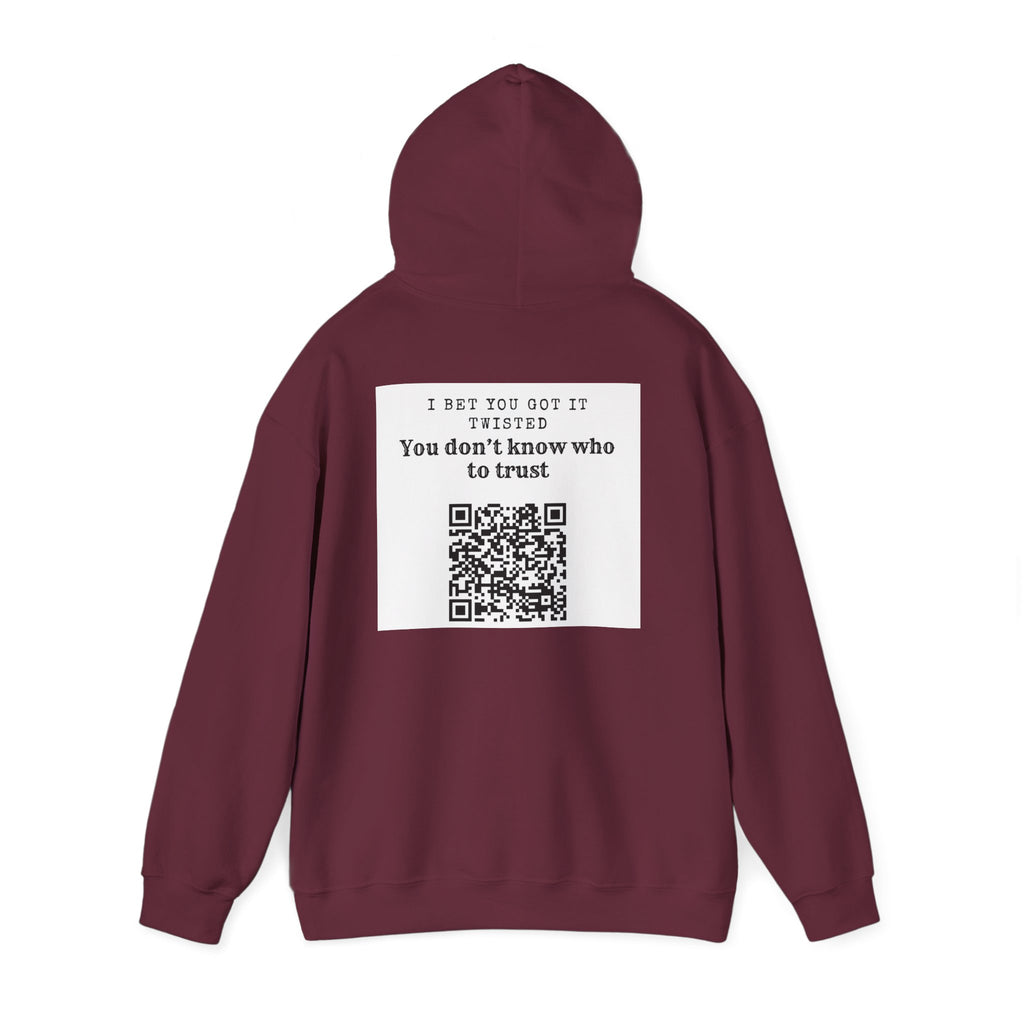 Hoodie — "All Eyez On Me" Angry Emoji Pullover with QR Code Back