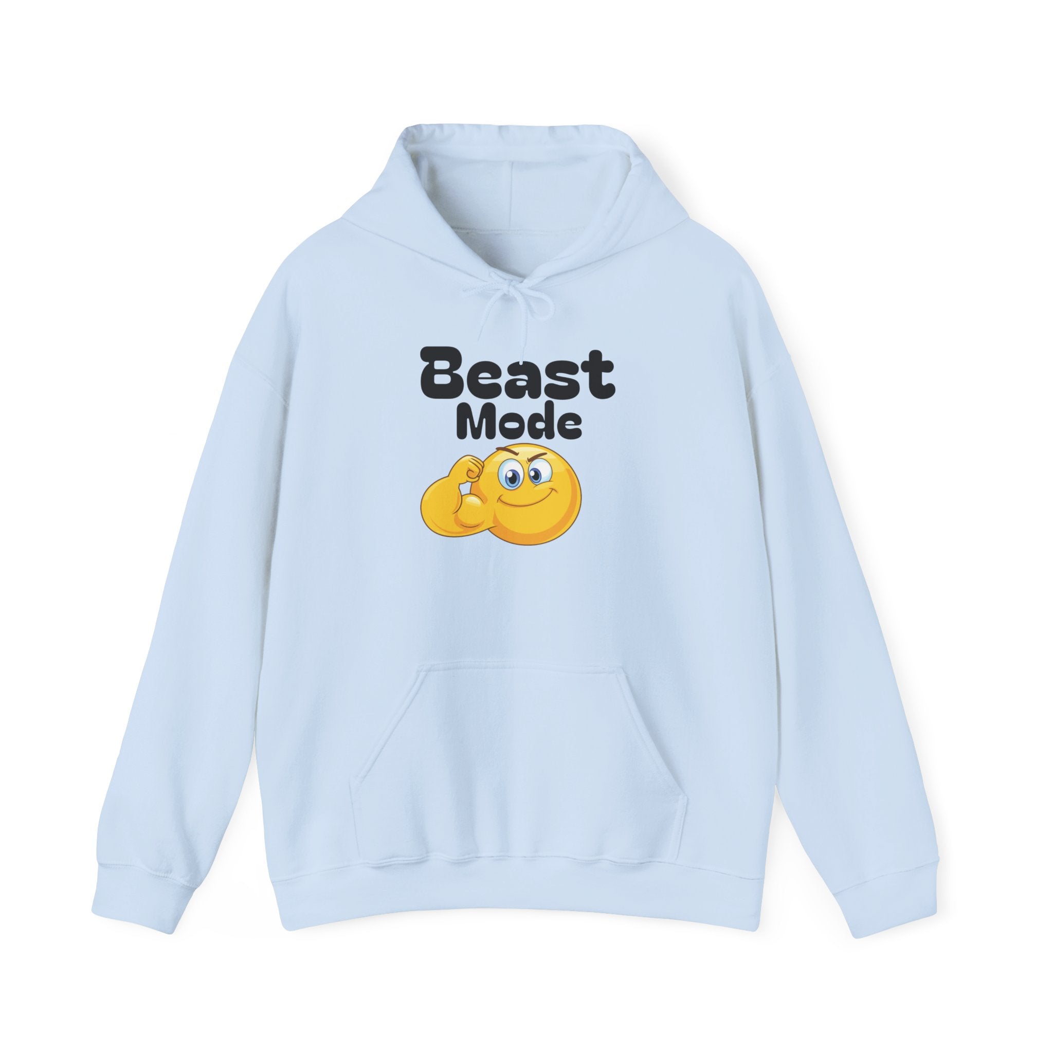 Beast Mode Emoji Hoodie with QR Code Back — Funny Gym Motivation Sweatshirt