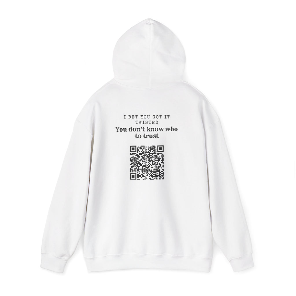 Hoodie — "All Eyez On Me" Angry Emoji Pullover with QR Code Back