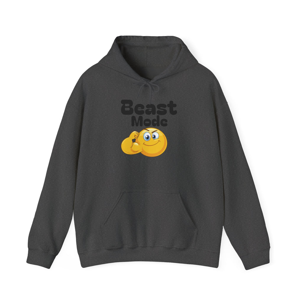 Beast Mode Emoji Hoodie with QR Code Back — Funny Gym Motivation Sweatshirt