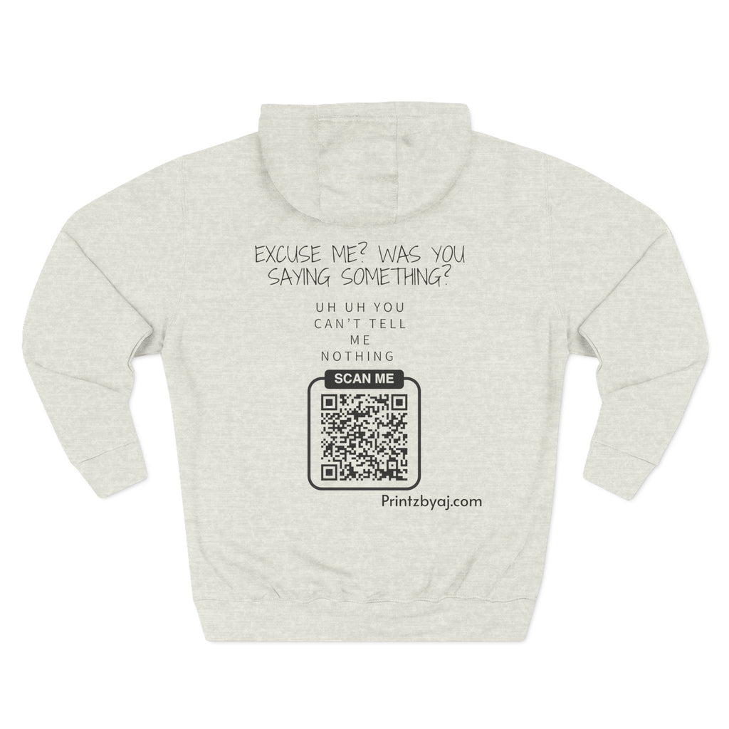 Hoodie — "Excuse Me?" QR Code Graphic Fleece Hoodie