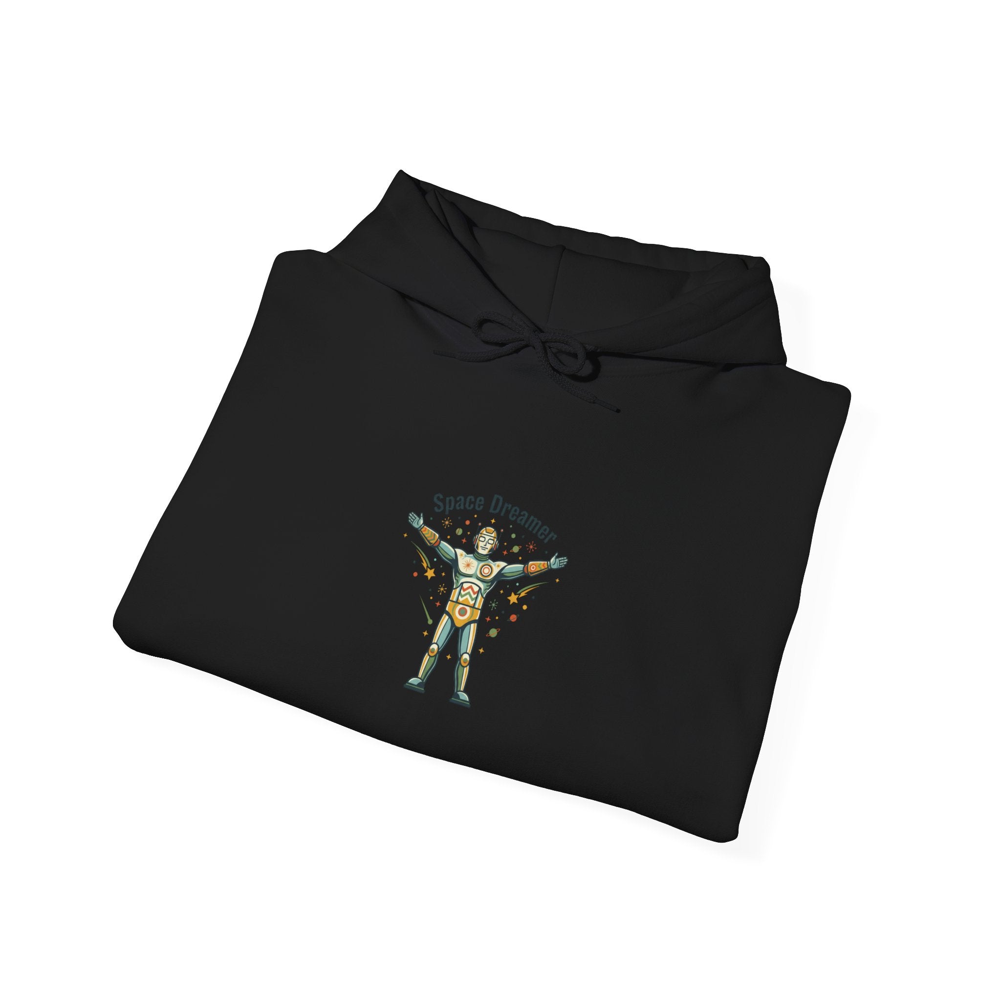 Mid-Century Space Art Hoodie | Retro-Futurism, Starburst Rocket