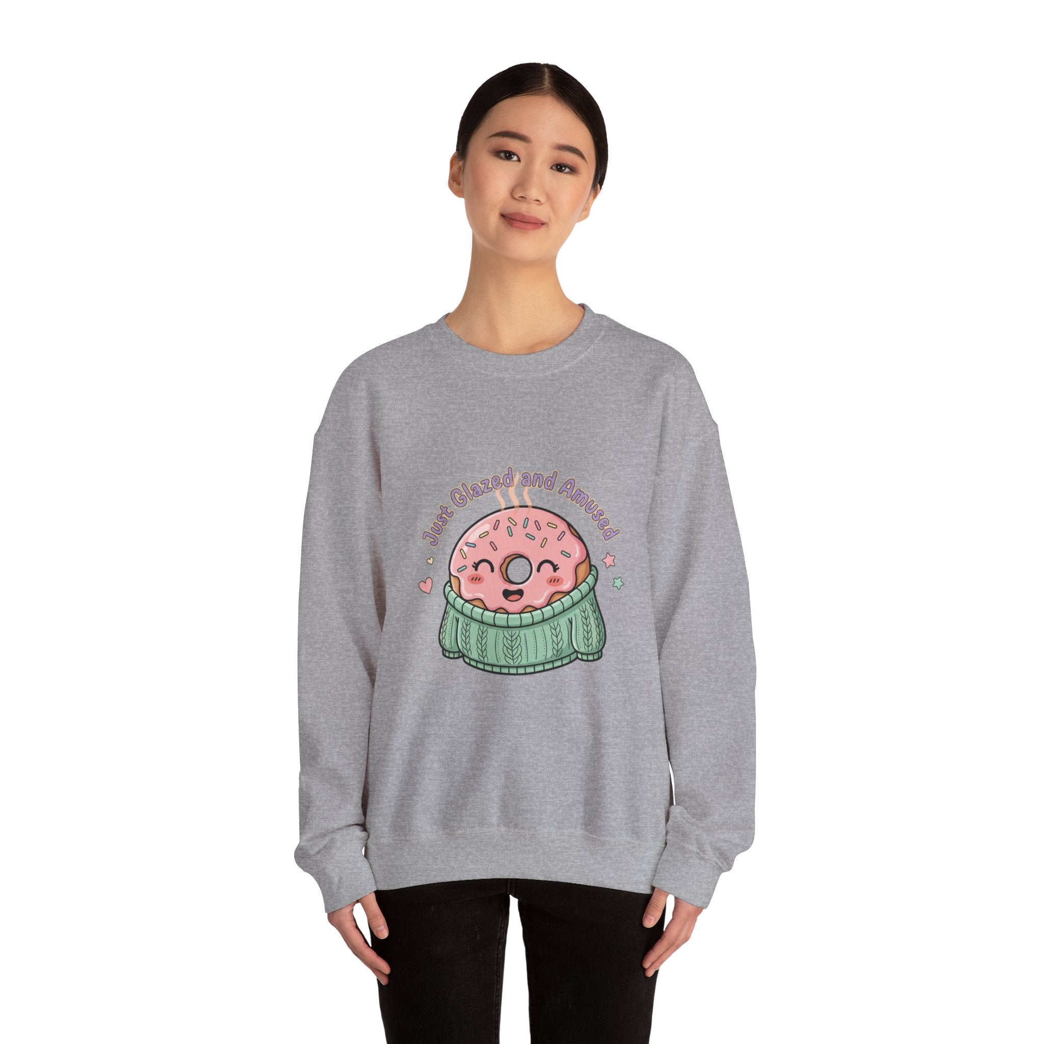 Cozy Donut Illustration Sweatshirt | Food Pun Comfort, Pastel Snack Humor