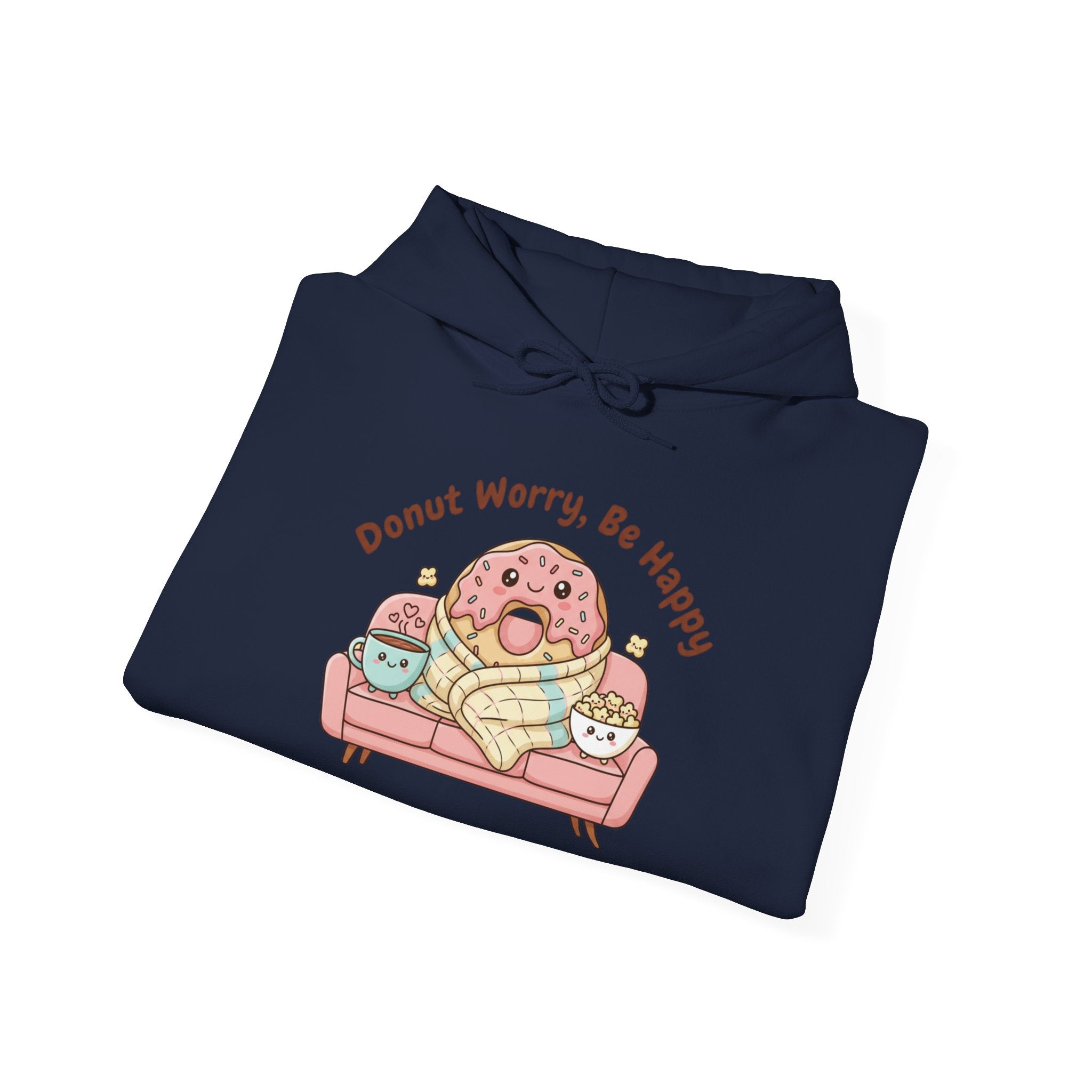 Donut Worry Be Happy Hoodie | food pun sweatshirt, snack cartoon