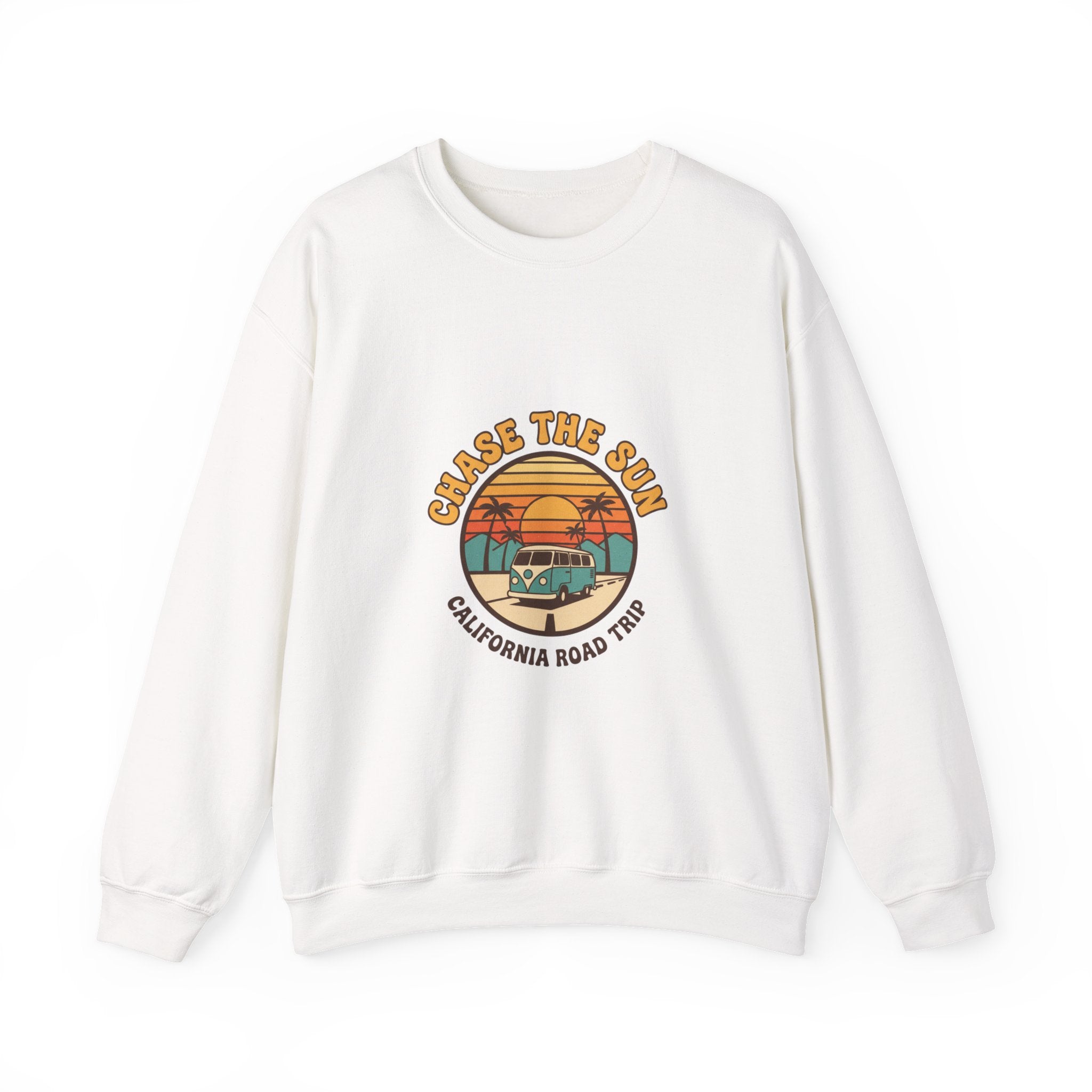 Chase the Sun California Road Trip Sweatshirt | 70s Sunset Vintage Palm Graphic