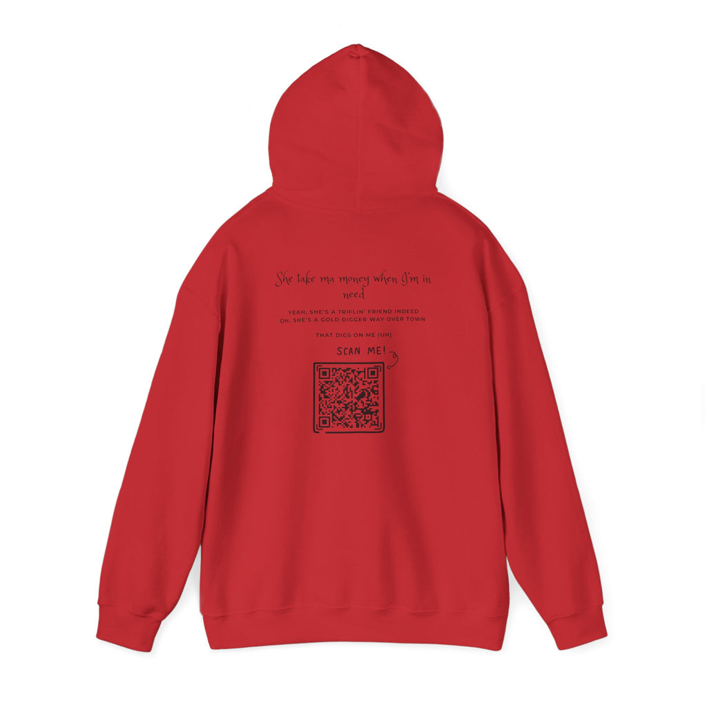 Graphic Hoodie — 3D Gold 'OWO' Design with QR Back Print