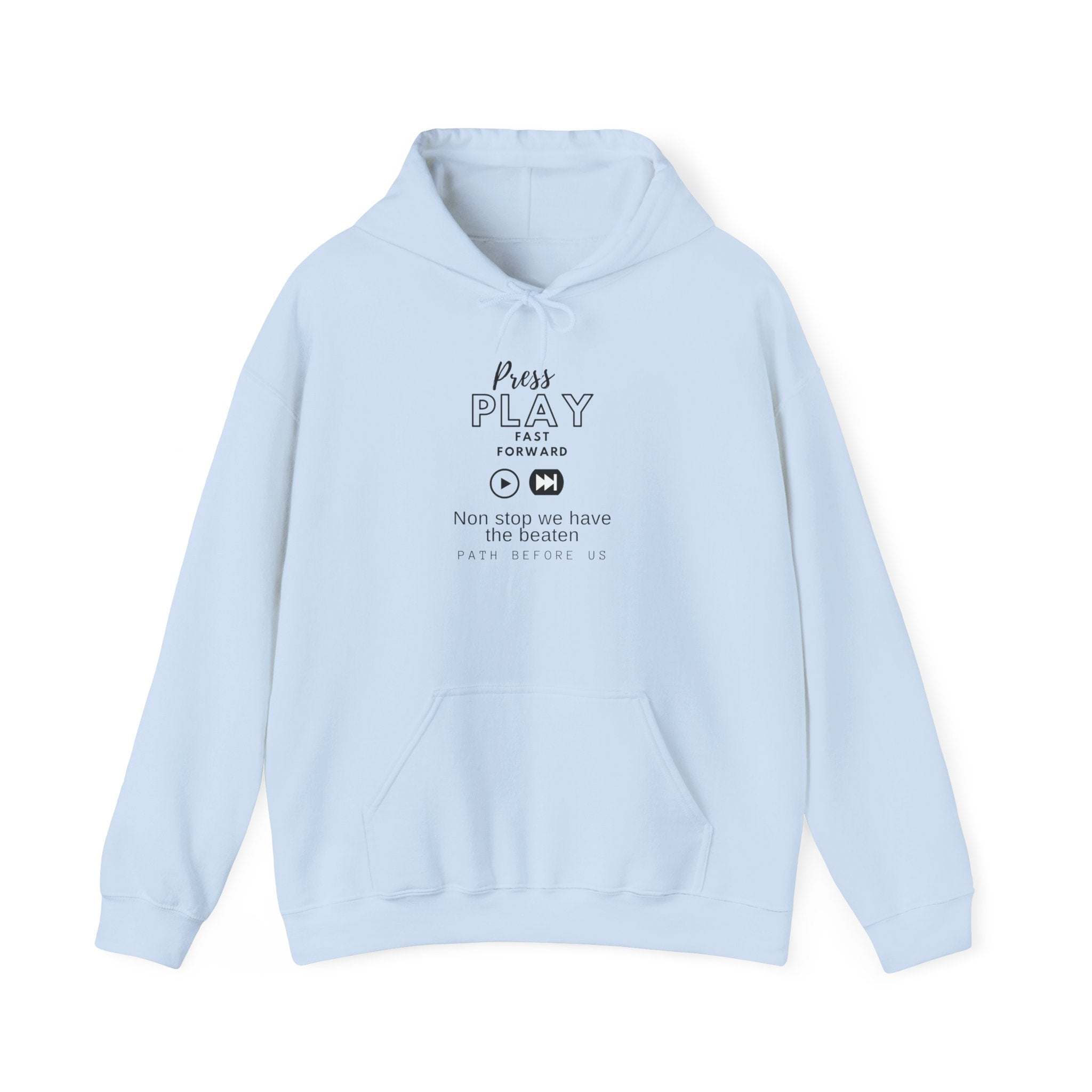 Hoodie — "Press Play fast forward "Emoji Pullover with QR Code Back