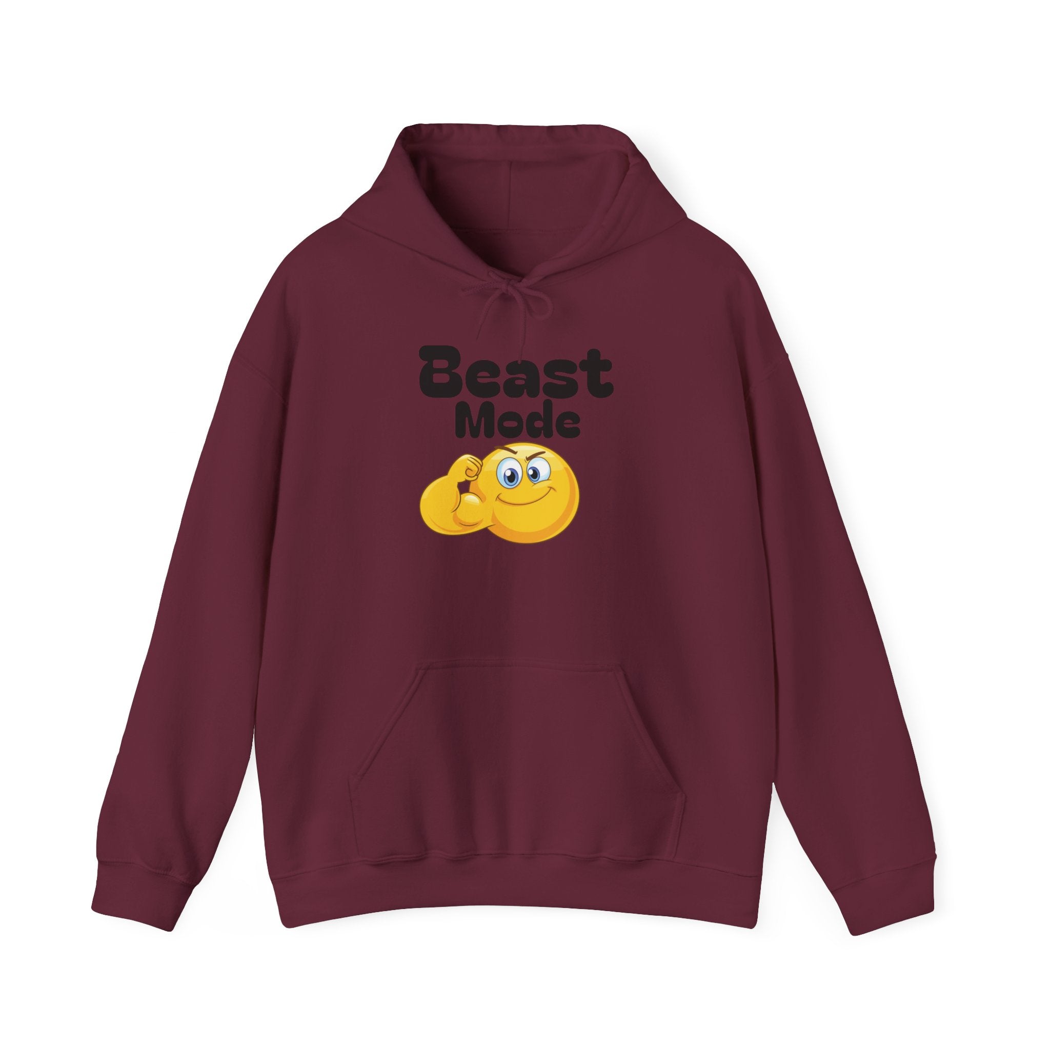 Beast Mode Emoji Hoodie with QR Code Back — Funny Gym Motivation Sweatshirt