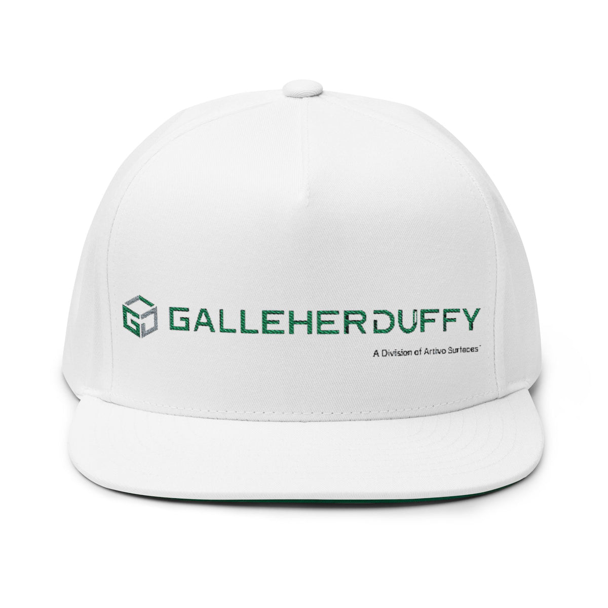 Embroidered Flat Bill Cap — GalleherDuffy Logo Snapback