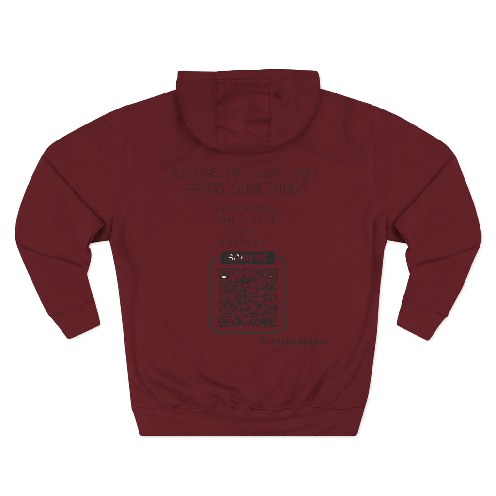 Hoodie — "Excuse Me?" QR Code Graphic Fleece Hoodie