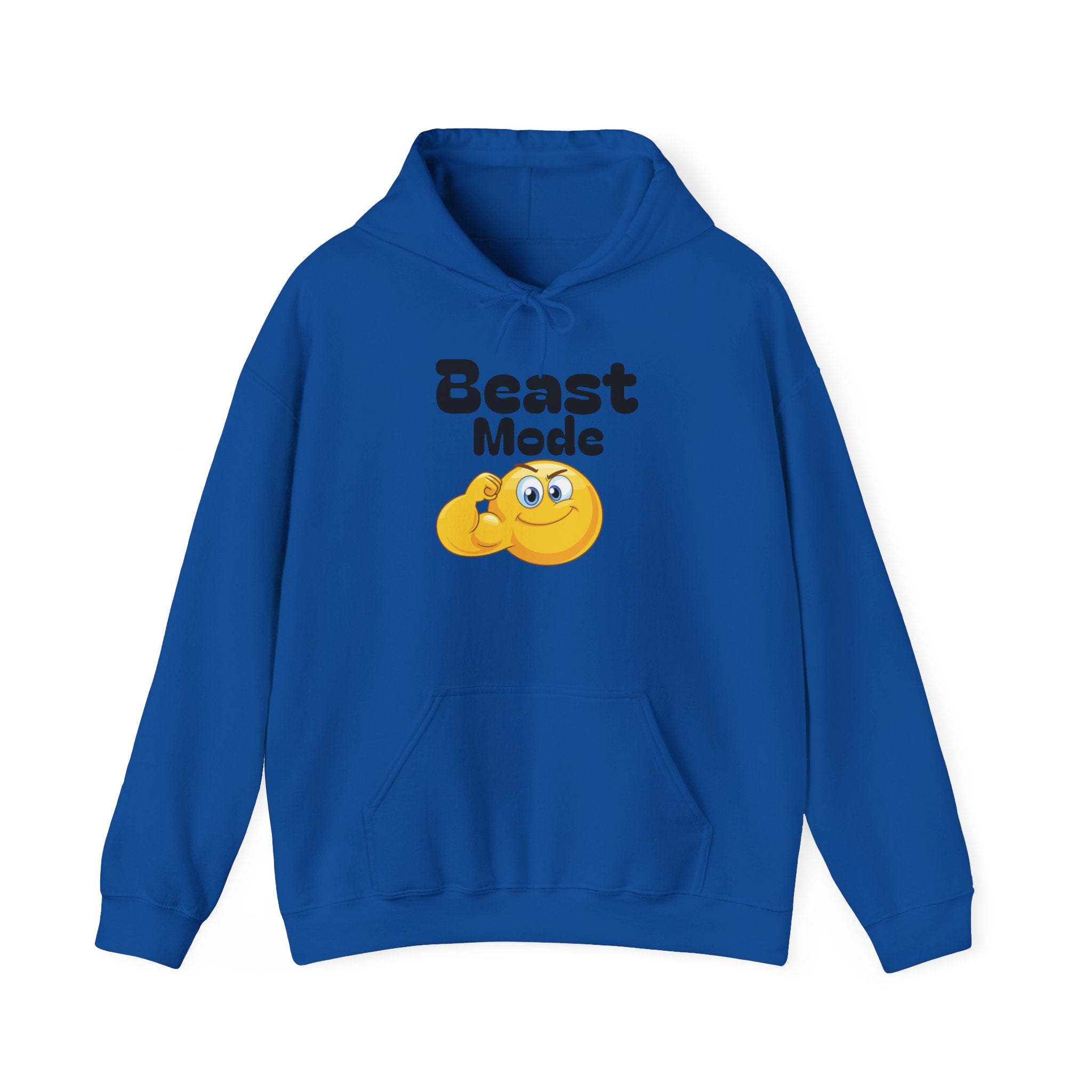 Beast Mode Emoji Hoodie with QR Code Back — Funny Gym Motivation Sweatshirt