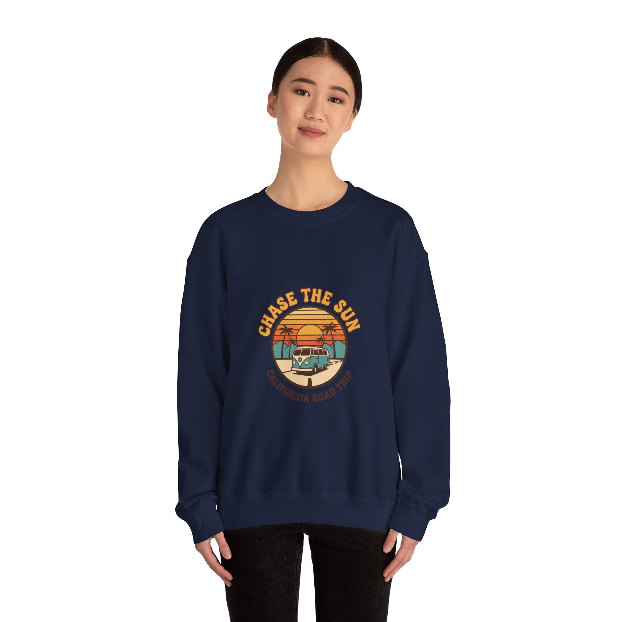 Chase the Sun California Road Trip Sweatshirt | 70s Sunset Vintage Palm Graphic