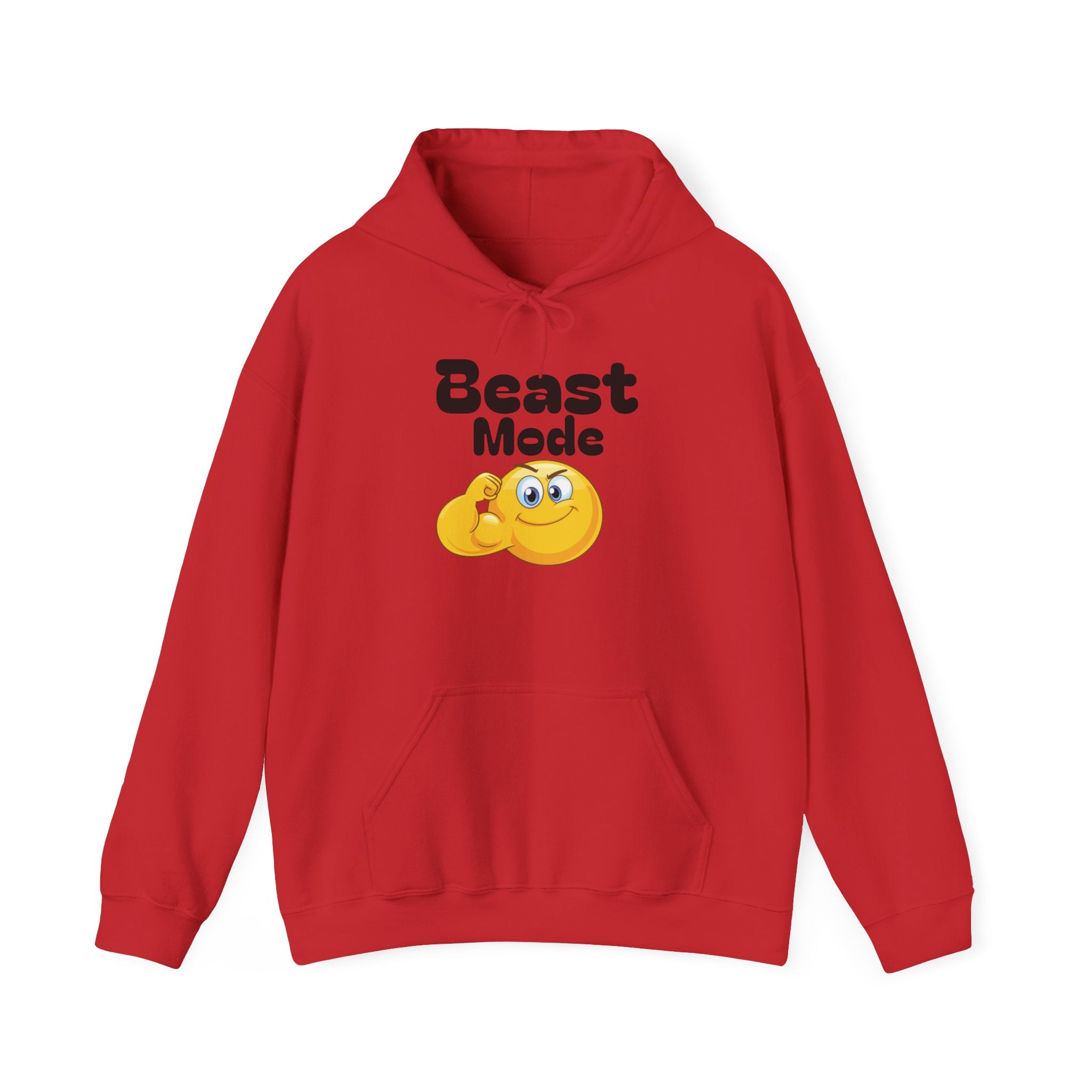 Beast Mode Emoji Hoodie with QR Code Back — Funny Gym Motivation Sweatshirt
