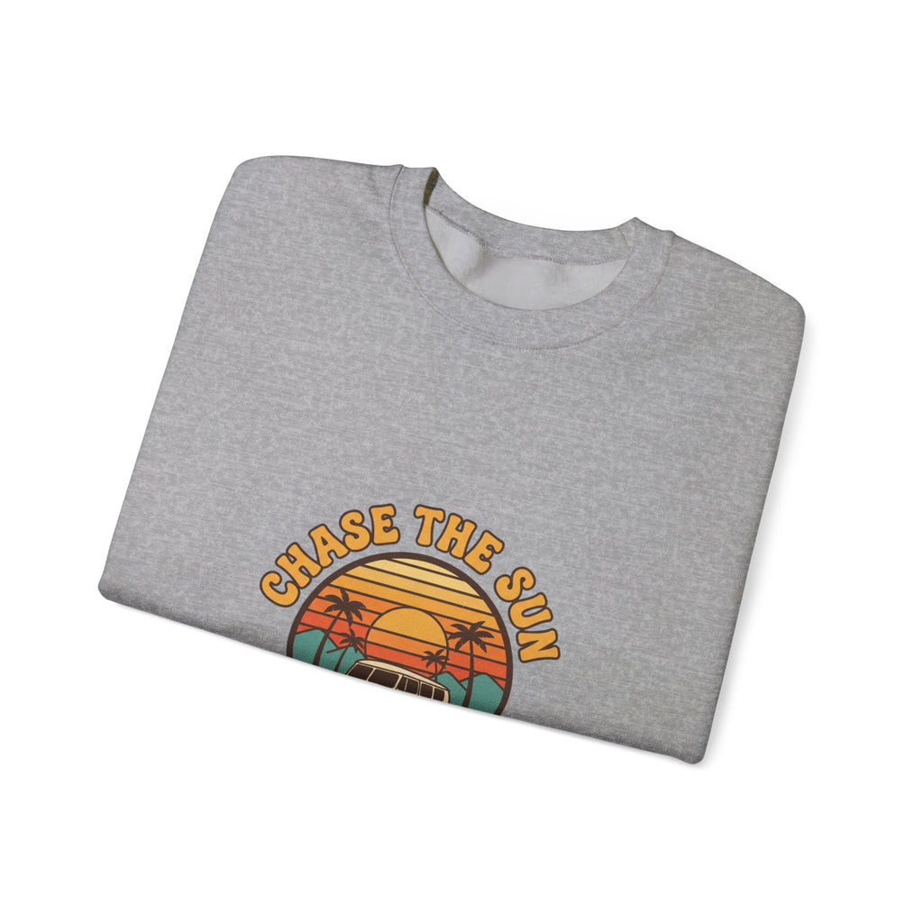 Chase the Sun California Road Trip Sweatshirt | 70s Sunset Vintage Palm Graphic