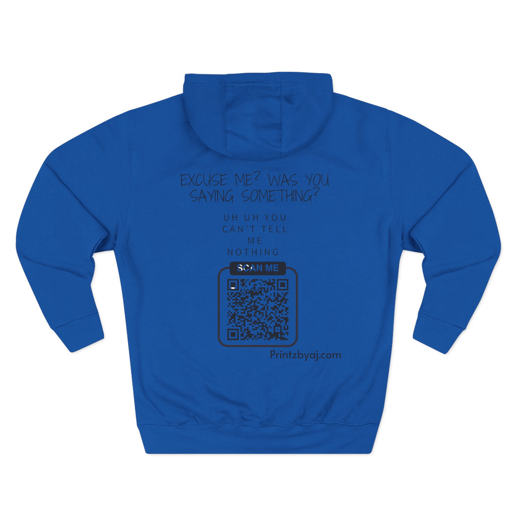 Hoodie — "Excuse Me?" QR Code Graphic Fleece Hoodie