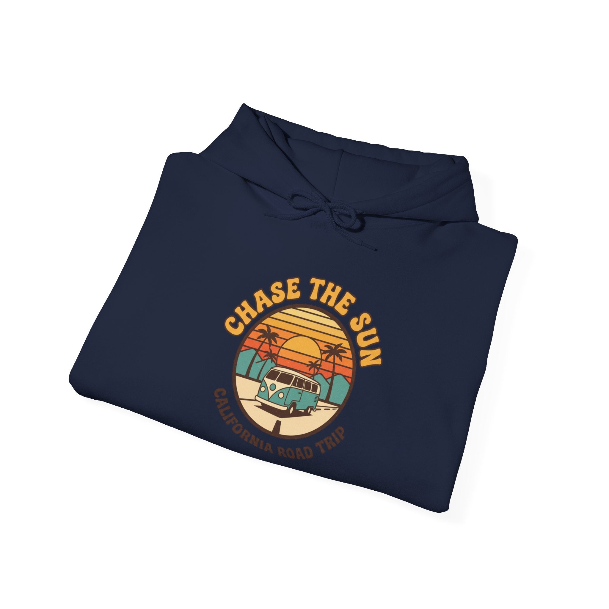 Retro 70s Sunset Surf Hoodie | vintage palm golden hour postcard
